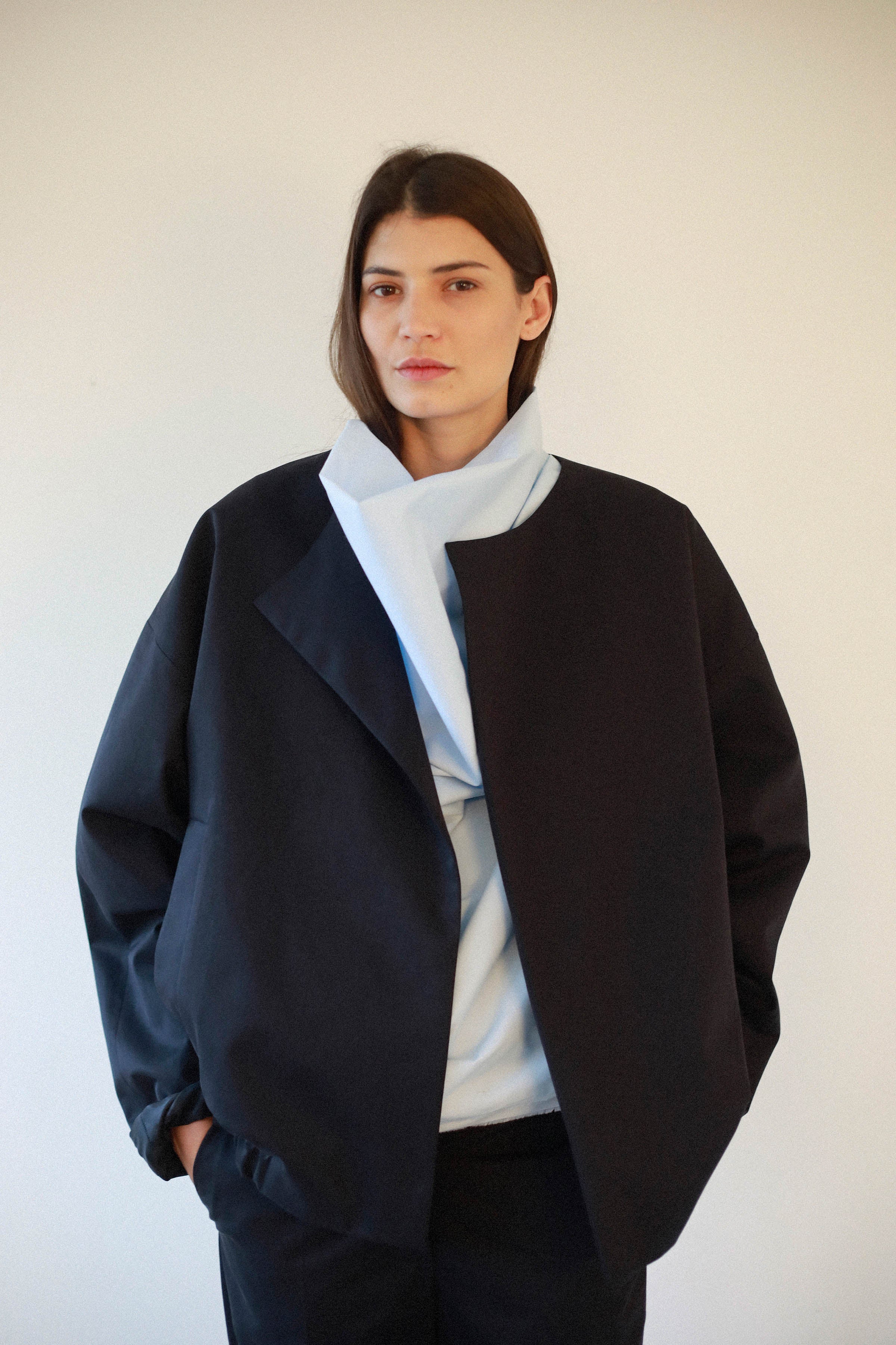 ADJUSTABLE BLOUSE WITH BIAS COLLAR