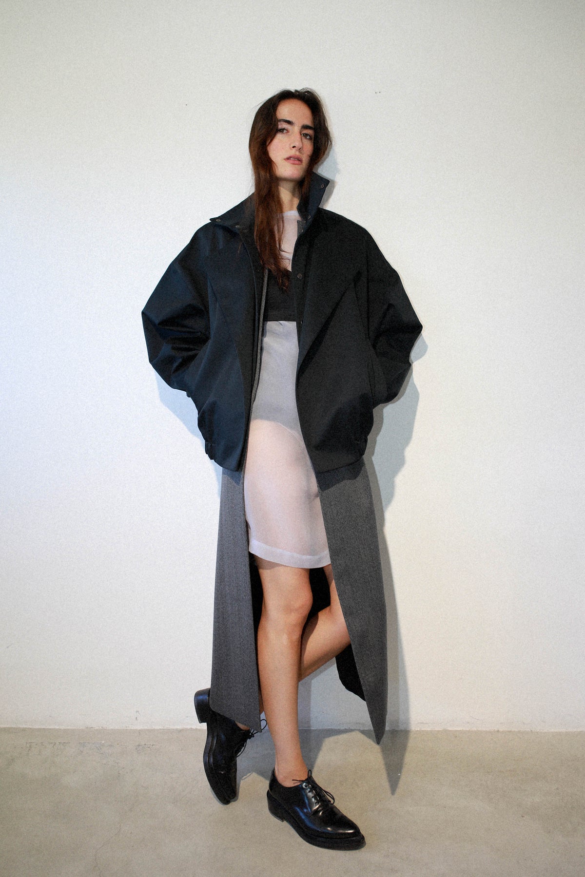 COTTON BLACK JACKET WITH DETACHABLE COLLAR