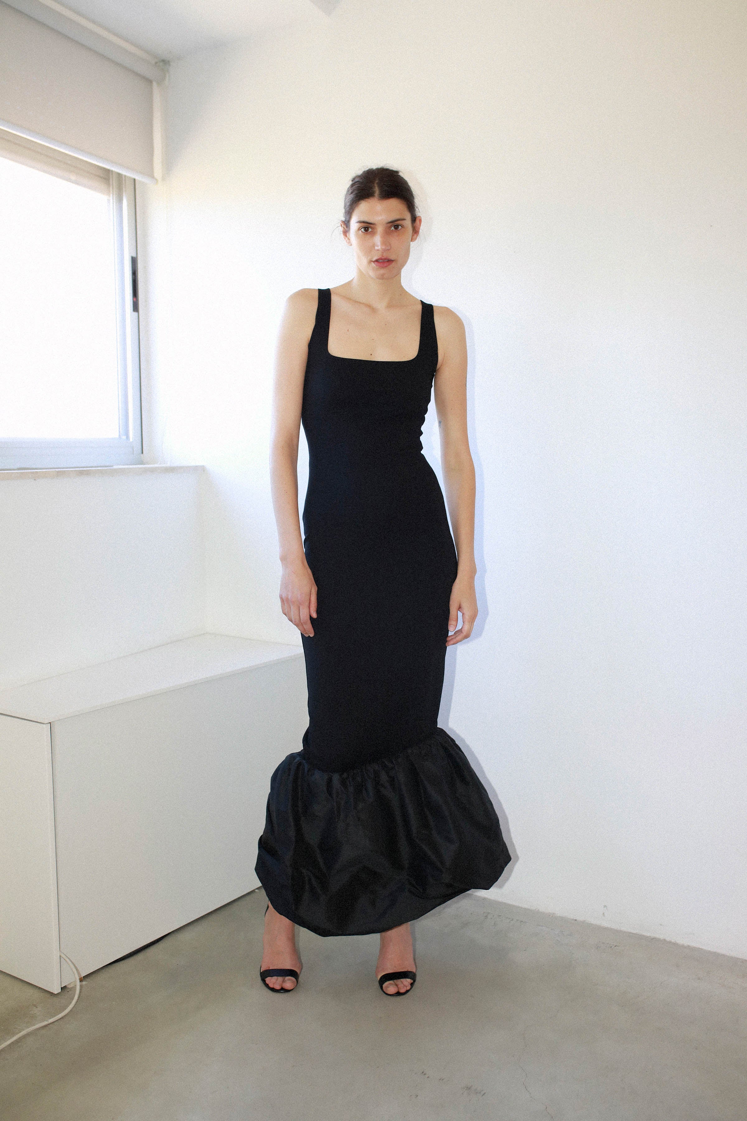 UNIQUE MODULAR PIECE in black silk