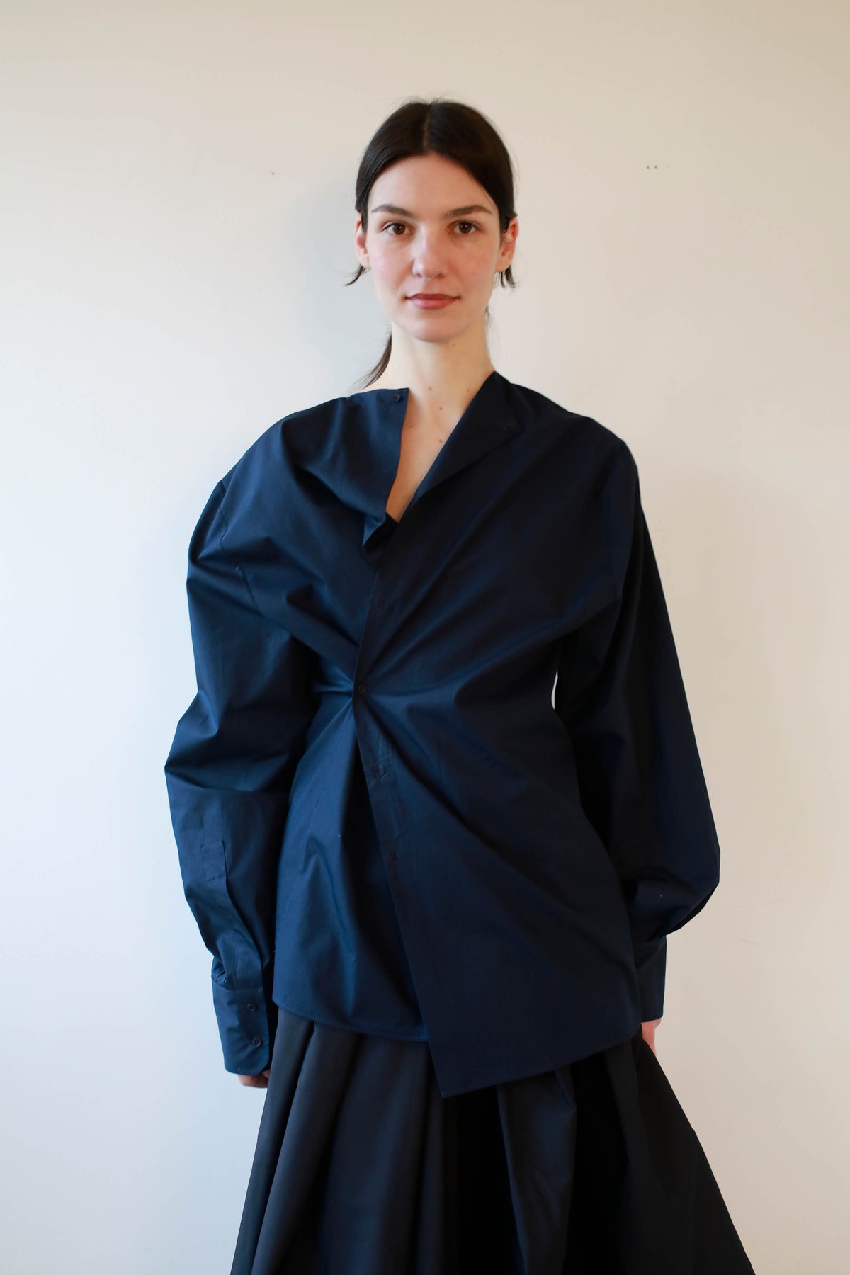 BLUSA REVERSIBLE CON LAZO EN ALGODÓN