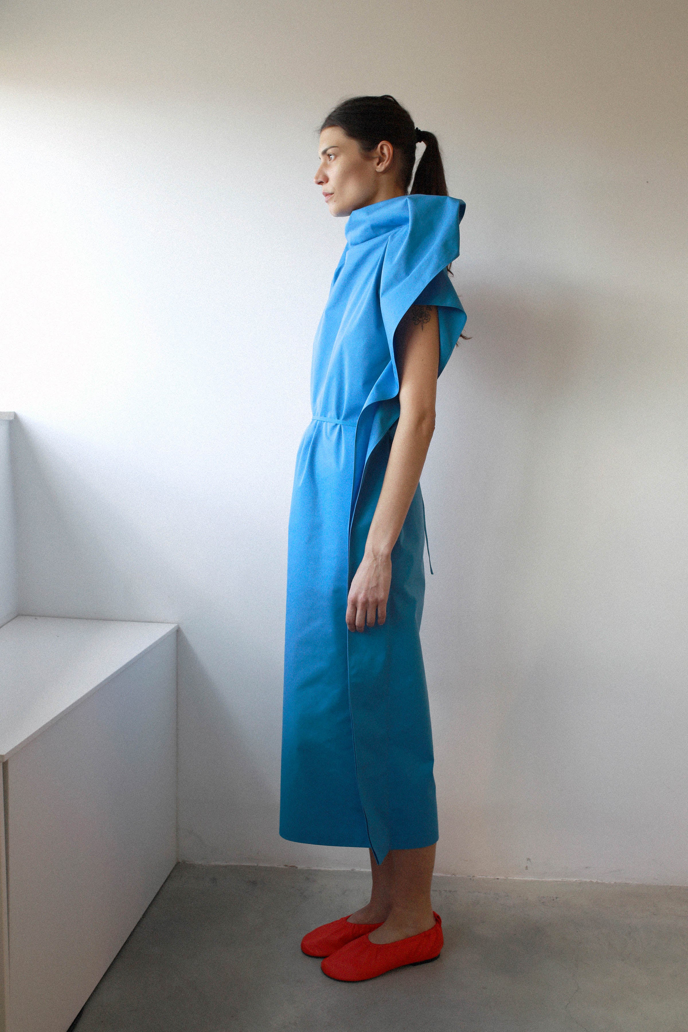 SKY BLUE WRAP DRESS in cotton