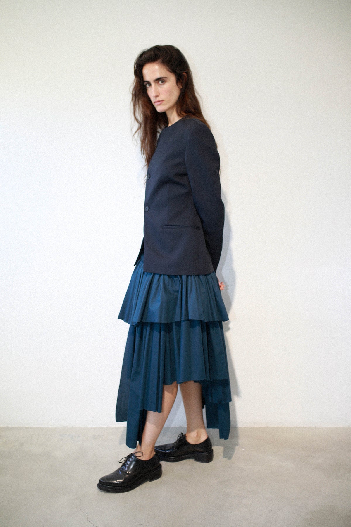 BRUSHSTROKE SKIRT WITH HANDKERCHIEF OVERLAY