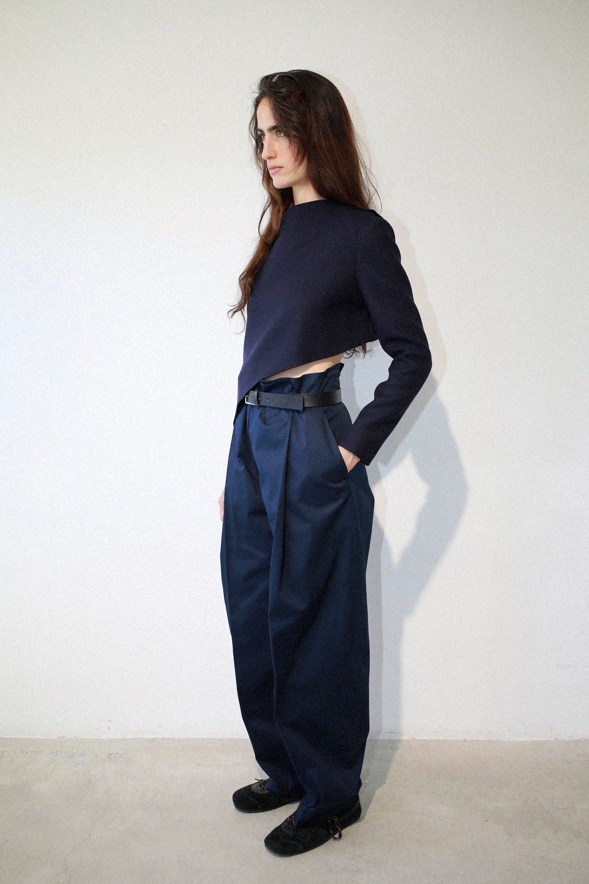 WIDE-LEG PLAID TROUSERS WITH HIGH WAIST FOR BELT