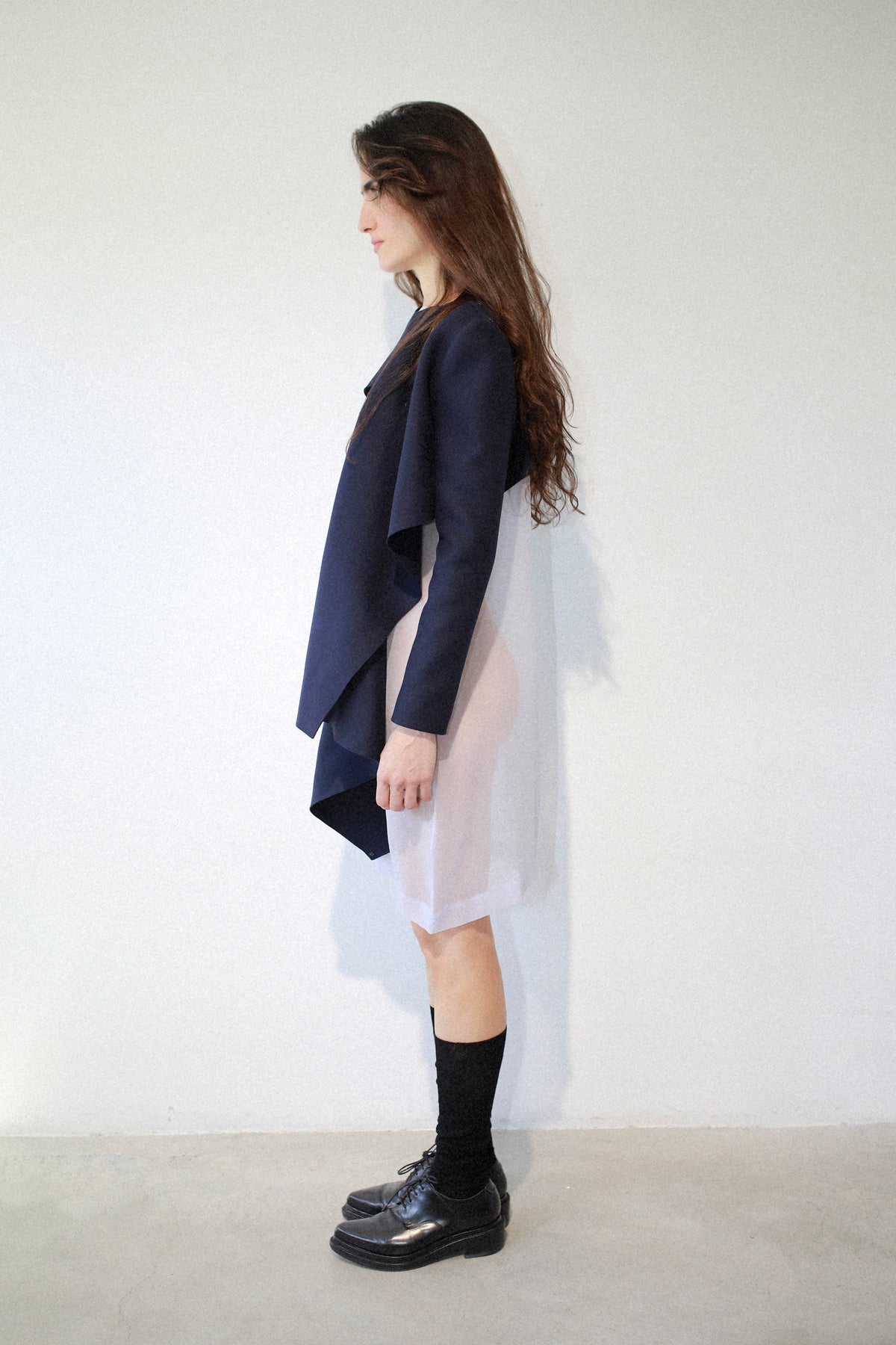 VOLUMETRIC DRESS IN BLACK GAZAR SILK