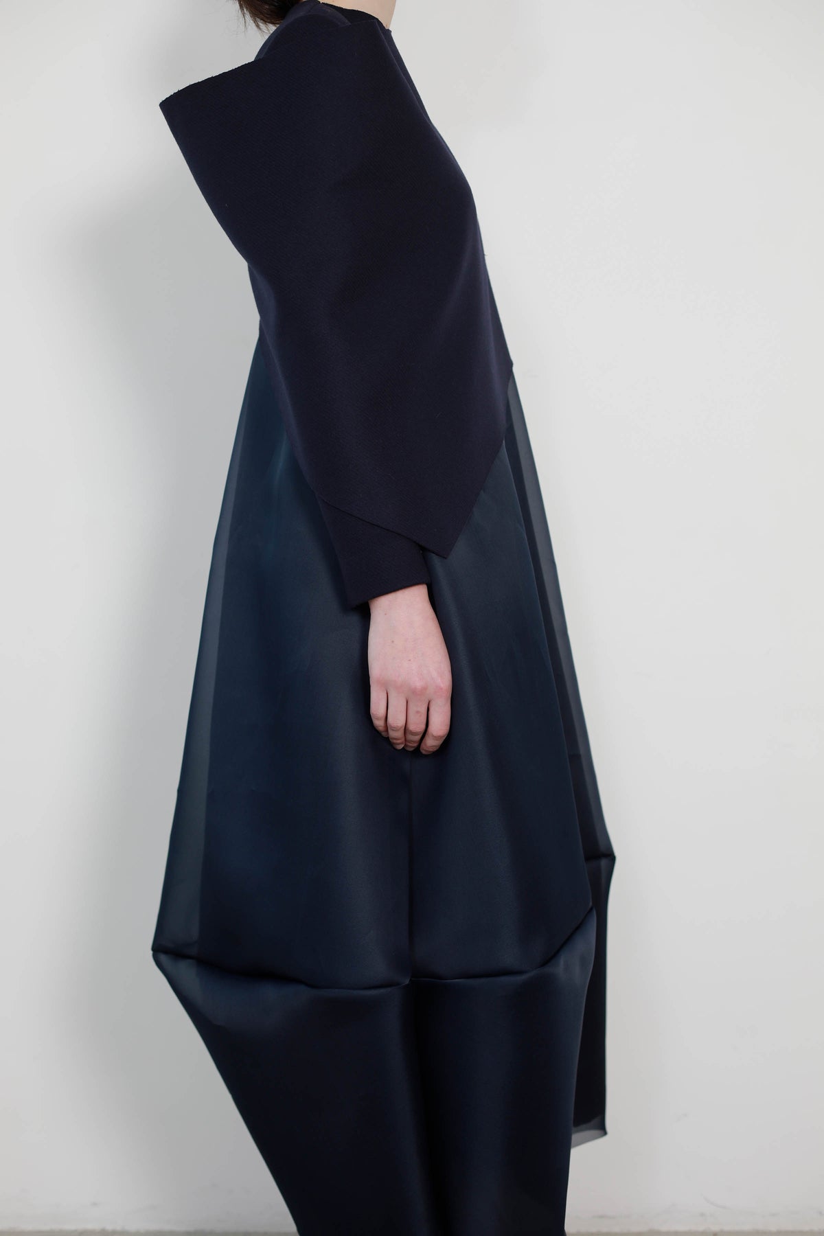 VESTIDO GLOBO ORGANZA SEDA NAVY