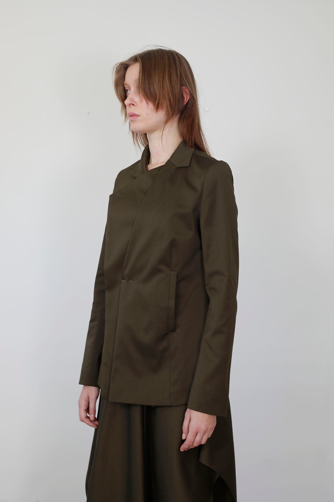 KHAKI SHORT ASYMMETRIC JACKET