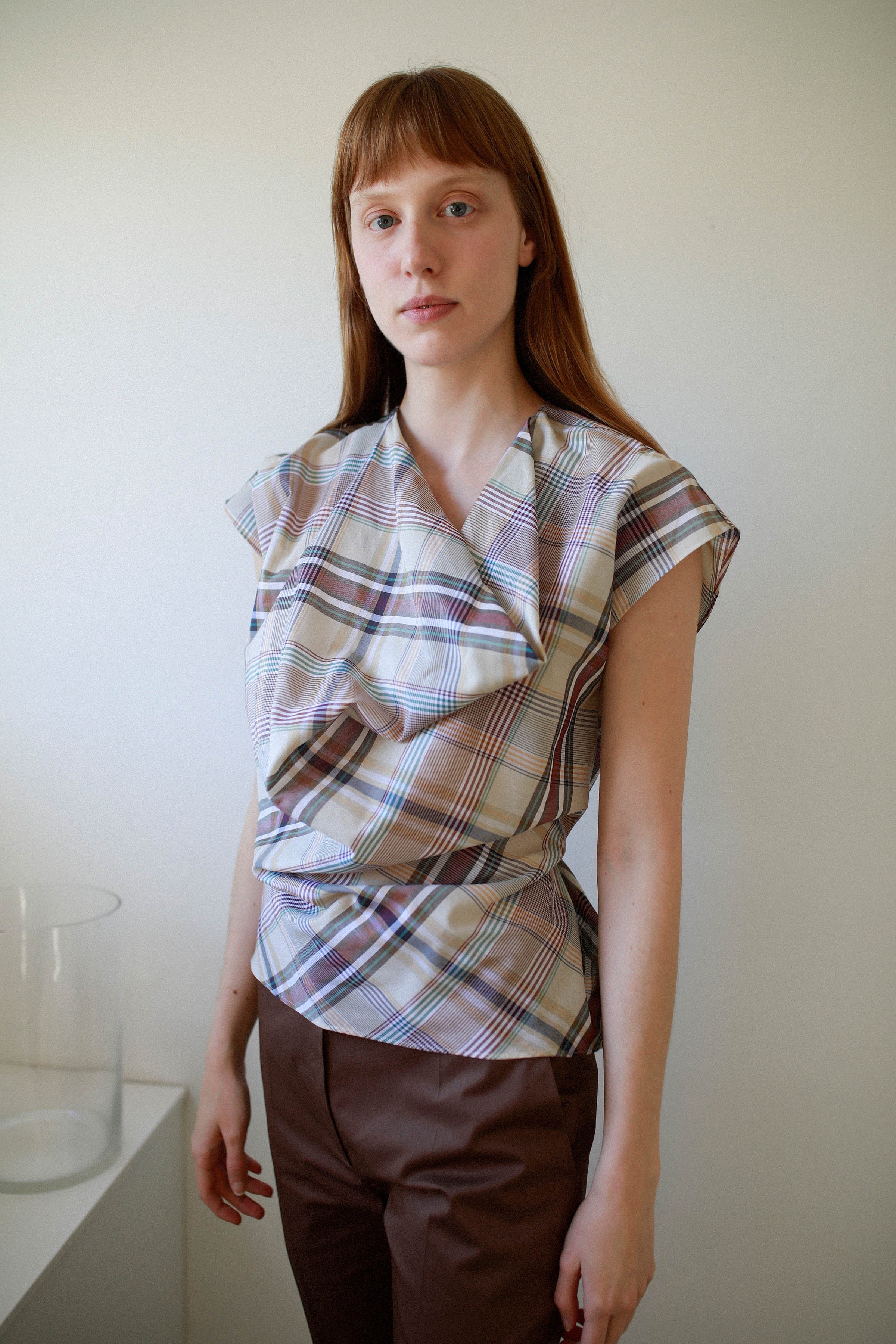 ADJUSTABLE BLOUSE WITH BIAS COLLAR