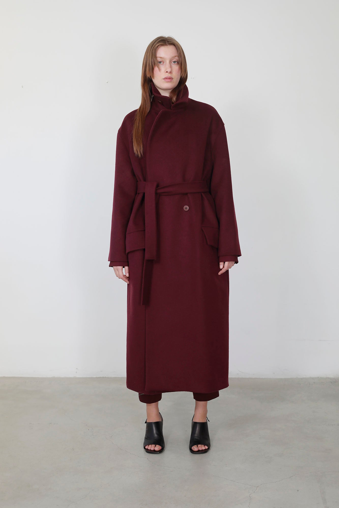 BURGUNDY WOOL & CASHMERE COAT