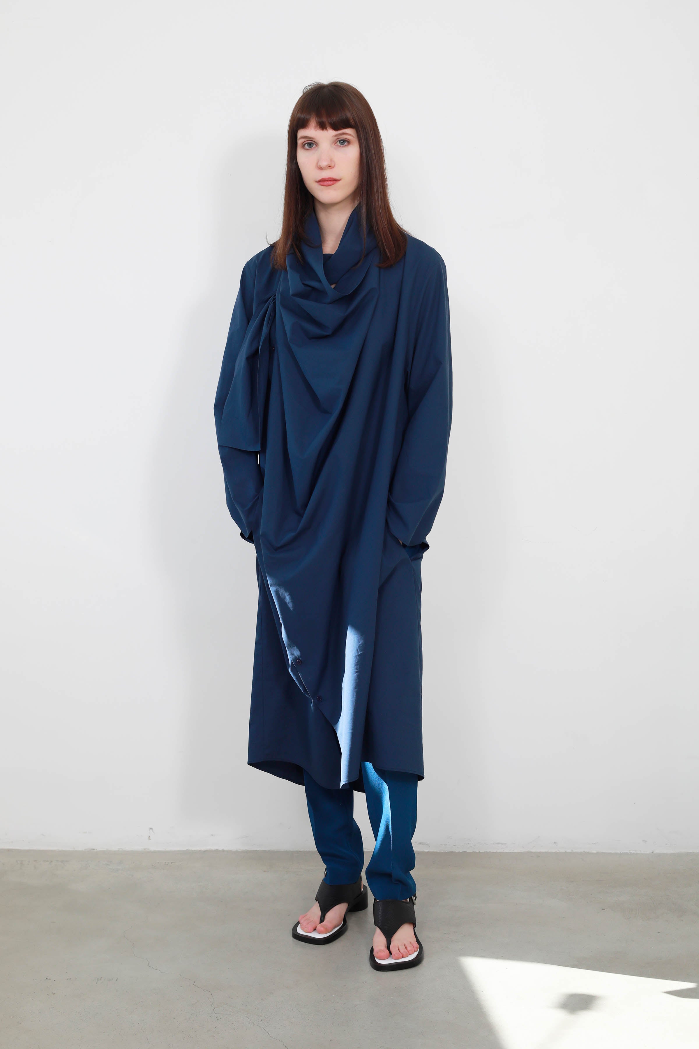 MULTI-POSITION DRESS WITH SCARF NECK AND BELT