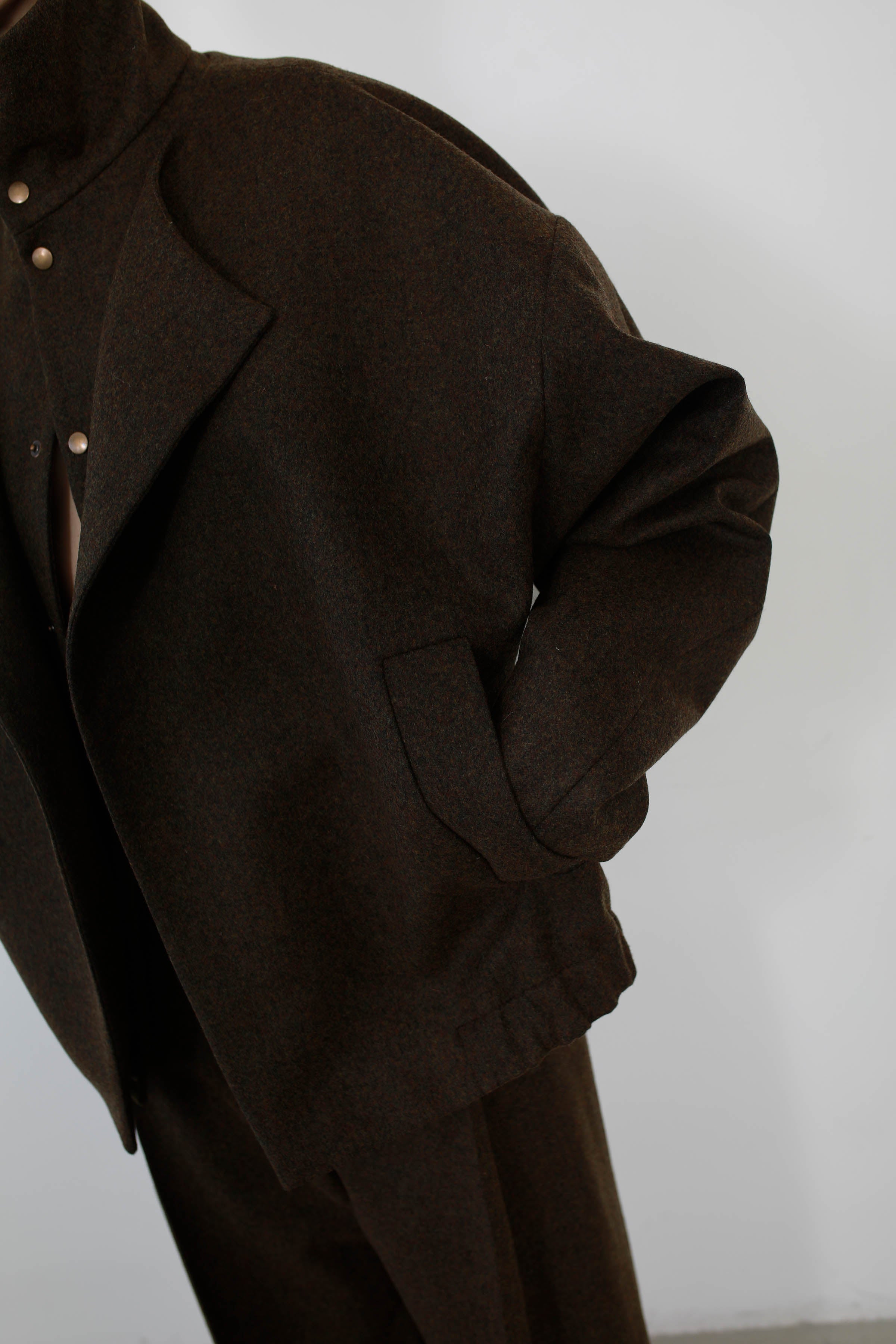 CAZADORA CON CUELLO DESMONTABLE LANA CAQUI