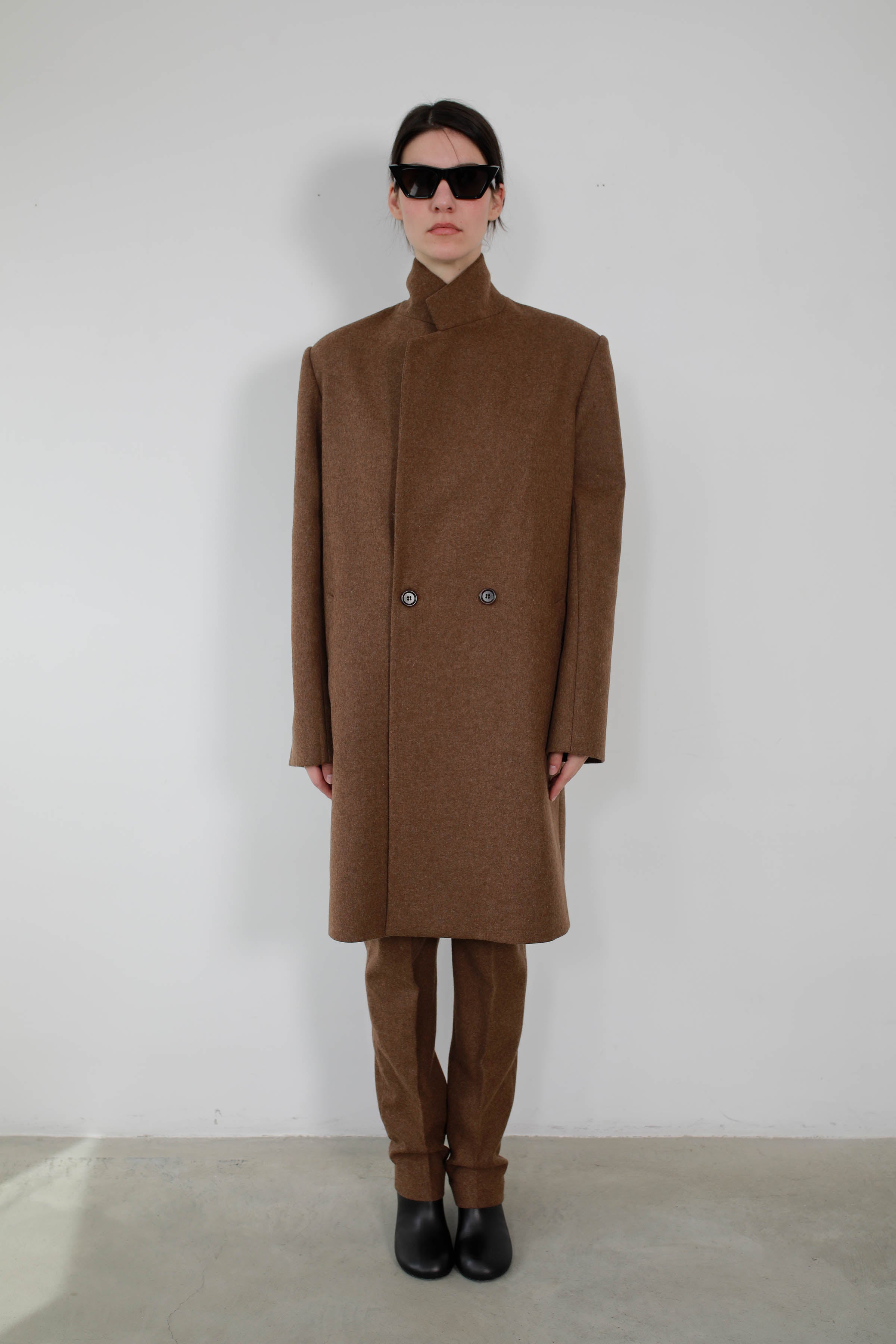 ABRIGO CORTO CRUZADO EN LANA MELANGE