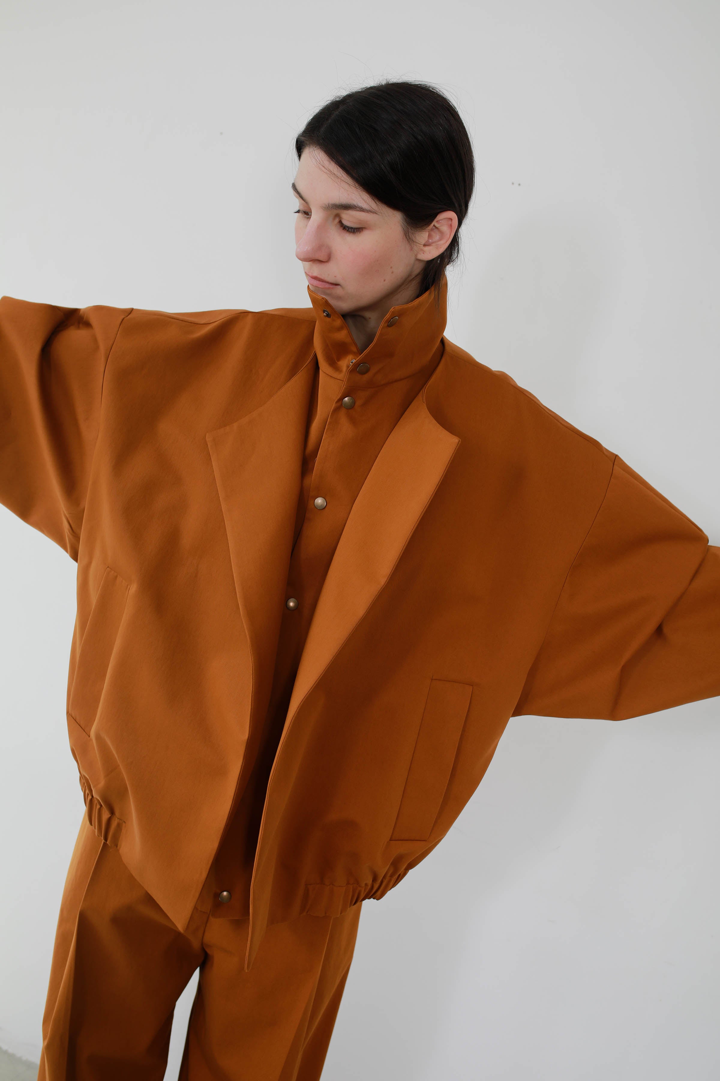 COTTON HONEY JACKET WITH DETACHABLE COLLAR