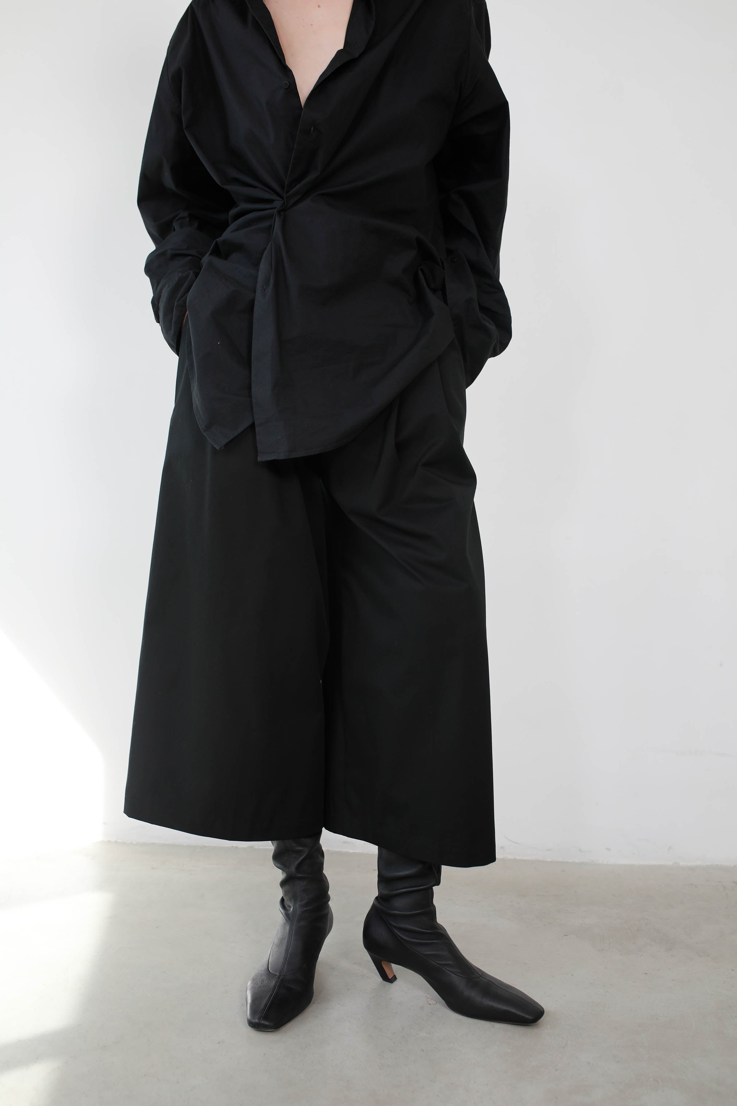 BLACK COTTON SKIRT PANTS