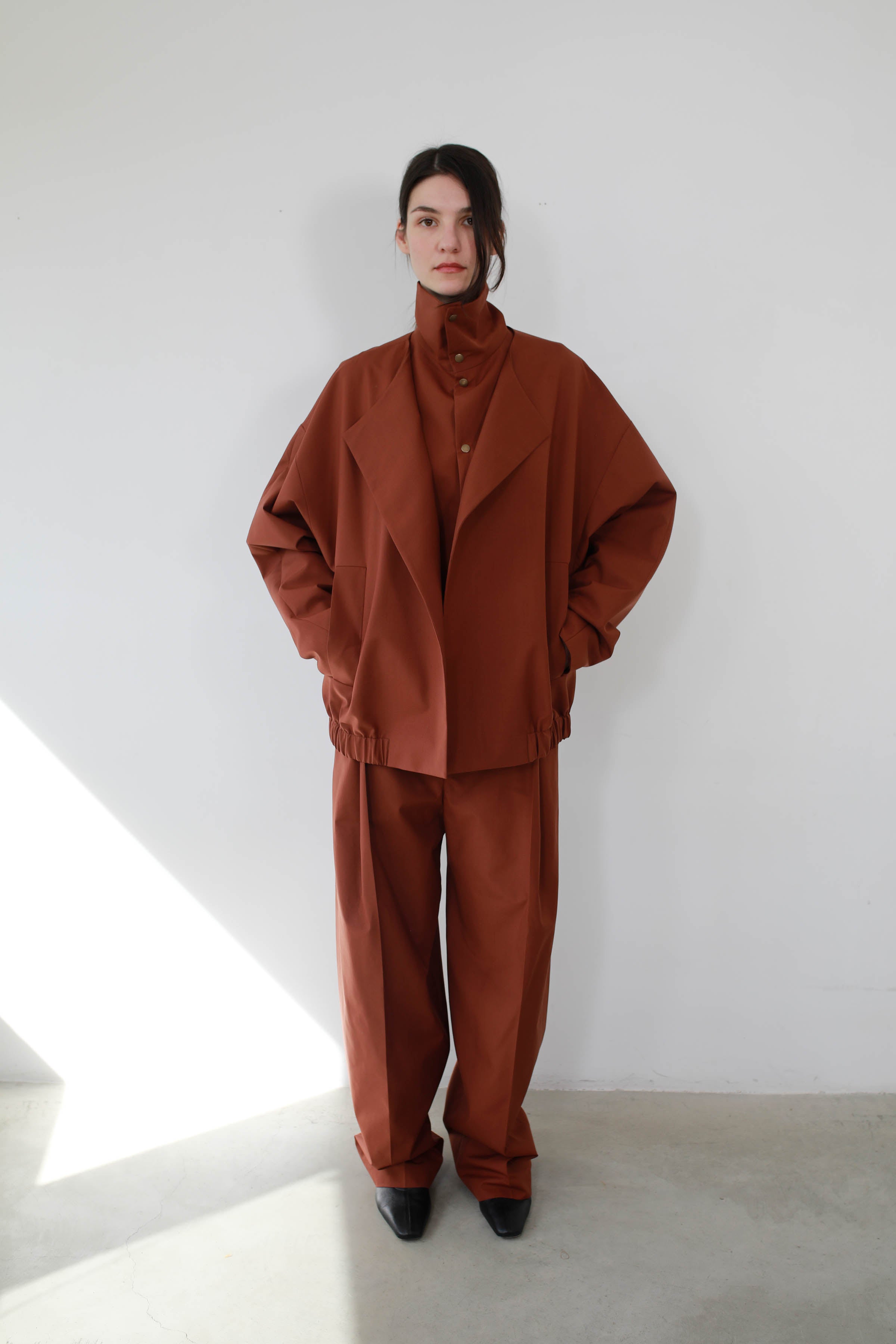 CLAY WOOL JACKET WITH DETACHABLE COLLAR