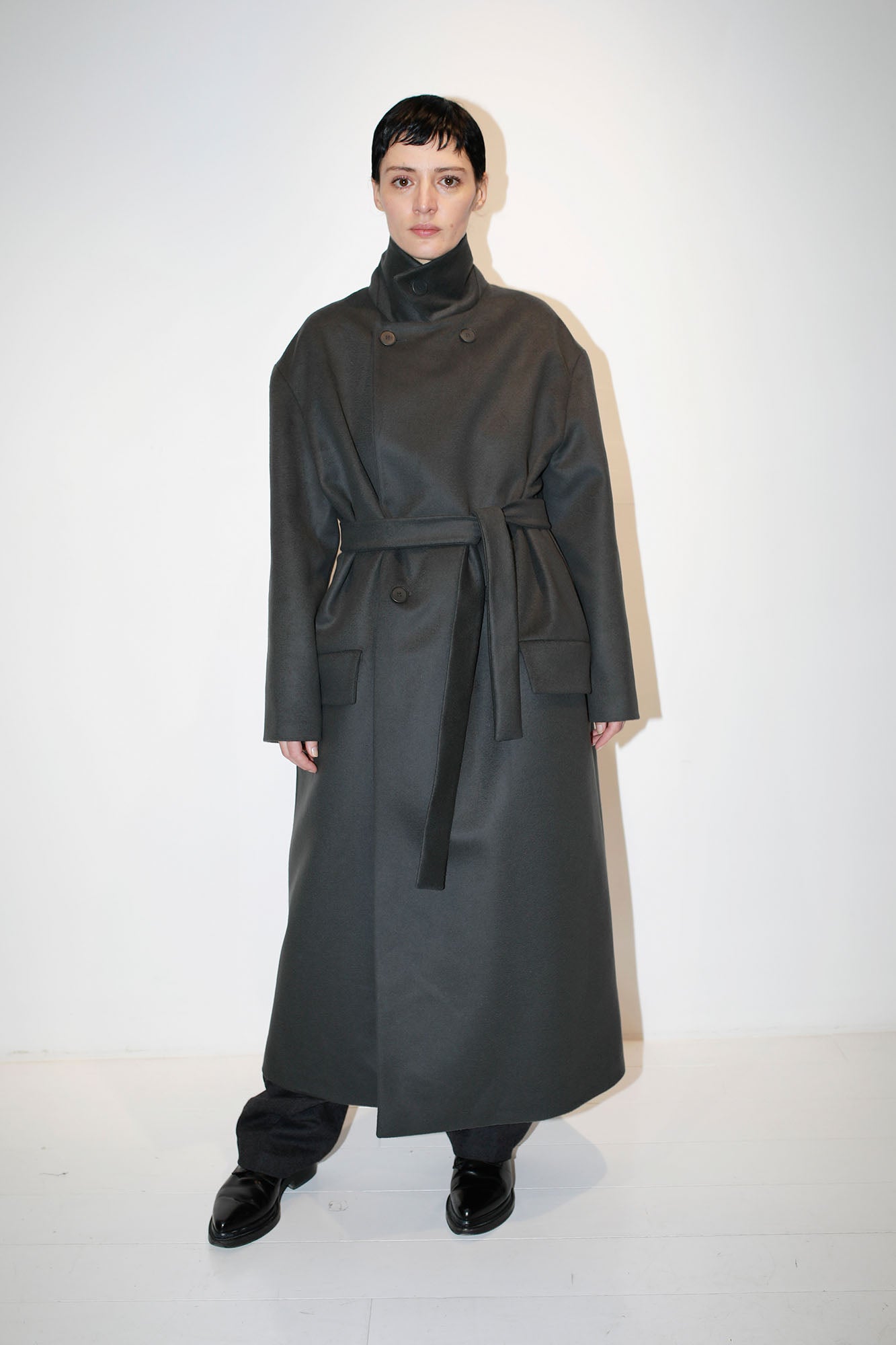 GREY WOOL & CASHMERE COAT