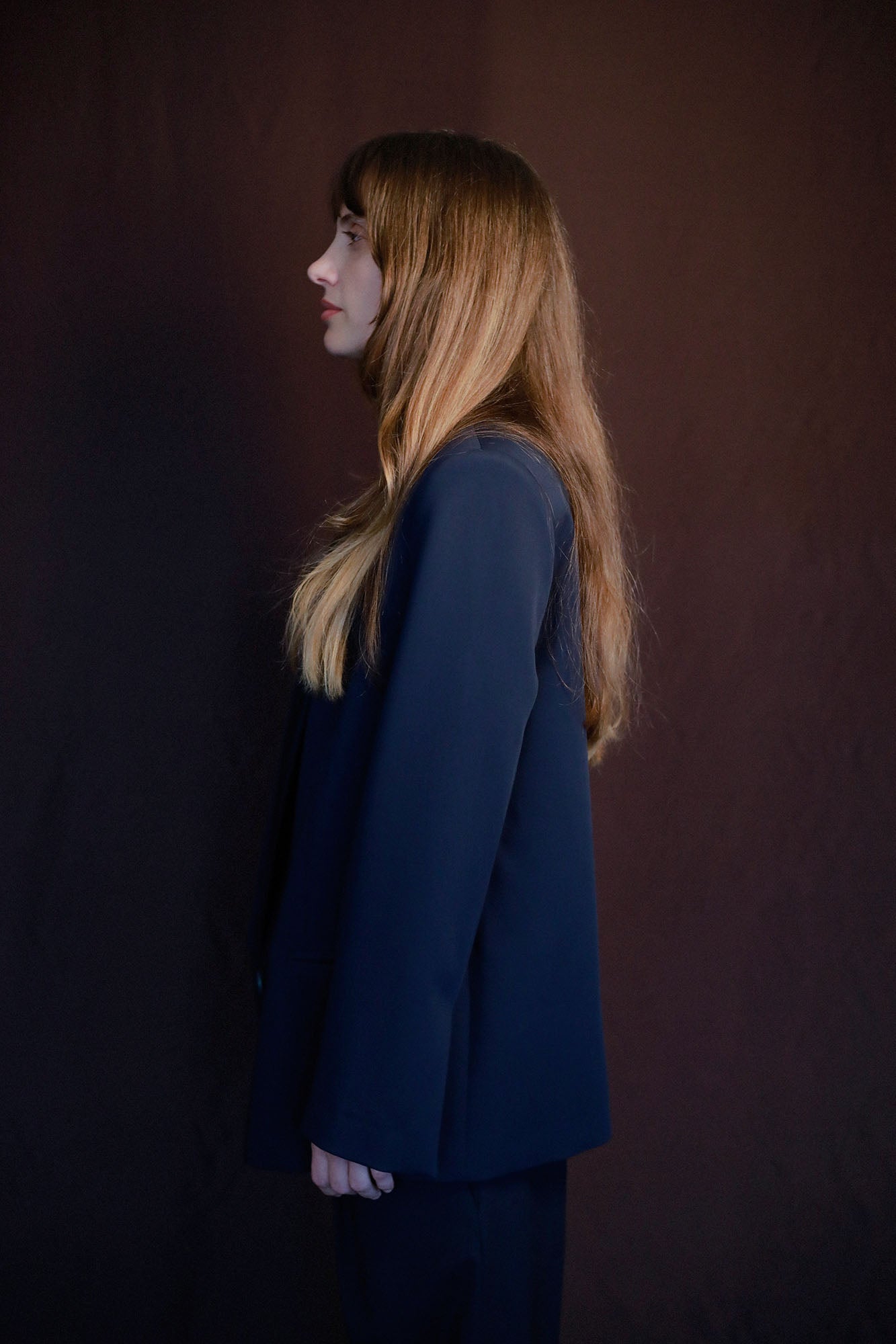 TAILORED JACKET IN NAVY BLUE WOOL