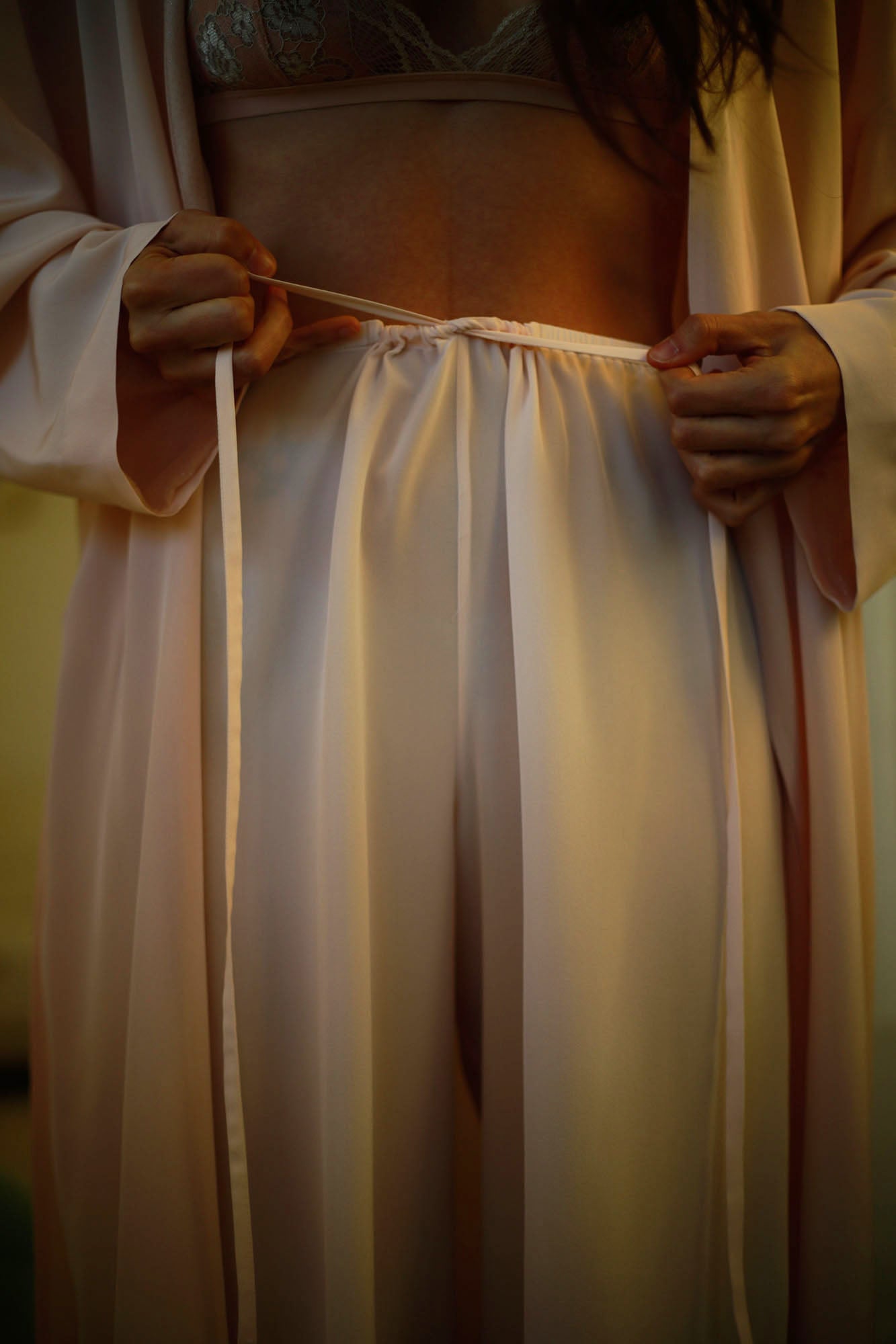 PAJAMAS WITH PANTS AND BLOUSE IN SILK