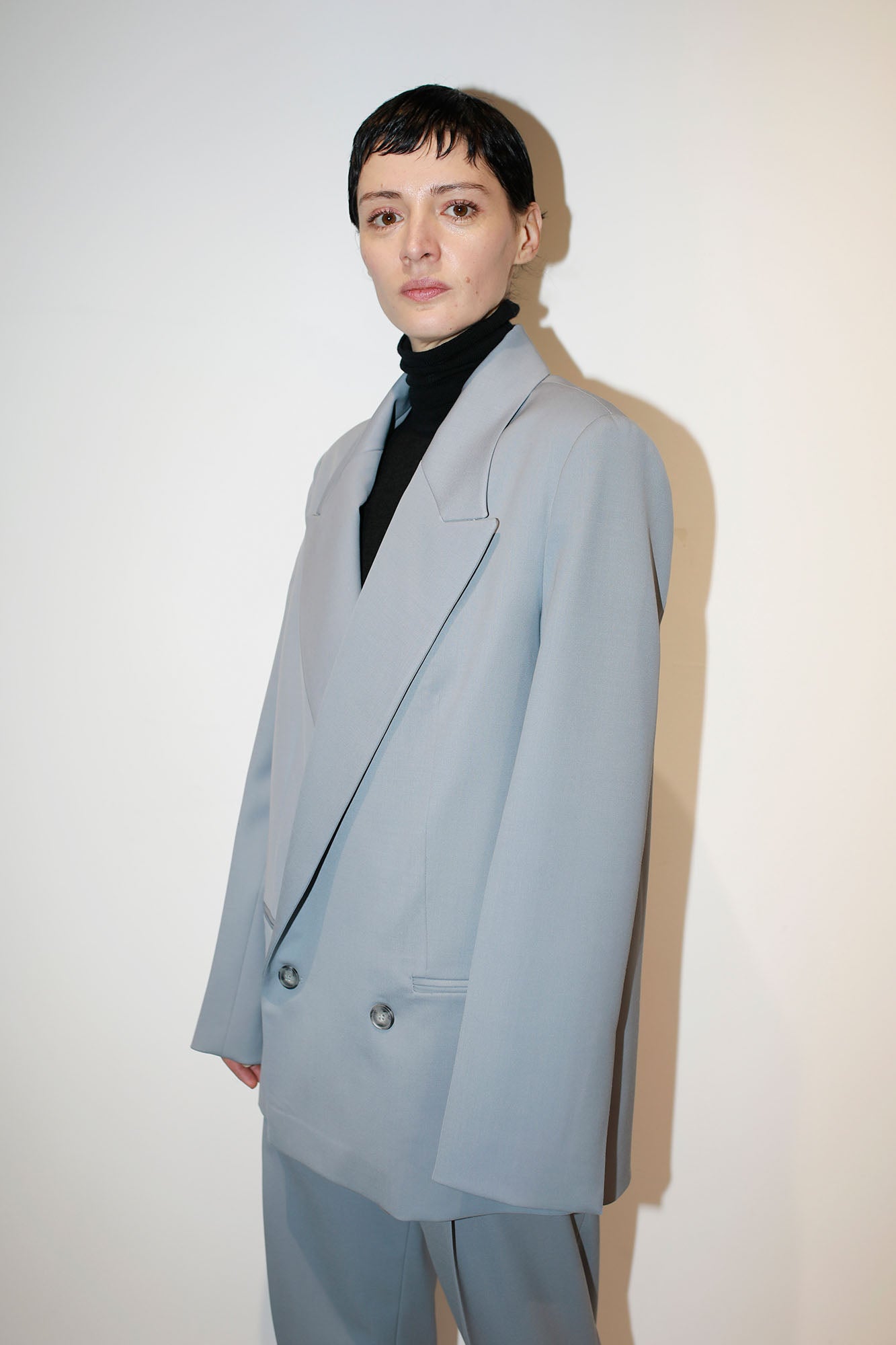 TAILORED JACKET IN LIGHT BLUE WOOL