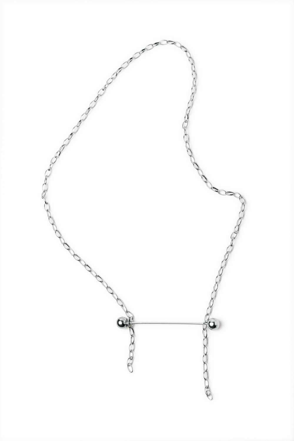 SILVER CHAIN NECKLACE WITH BALL PIECE C01P P02LPcollar-MBP