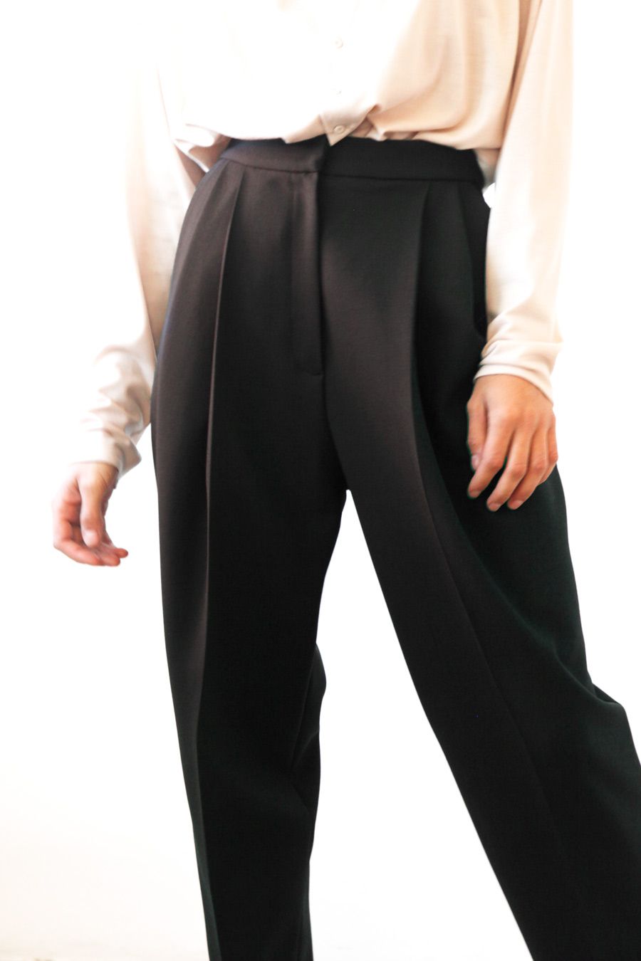 PANTALÓN DE TIRO ALTO LANA MARRÓN
