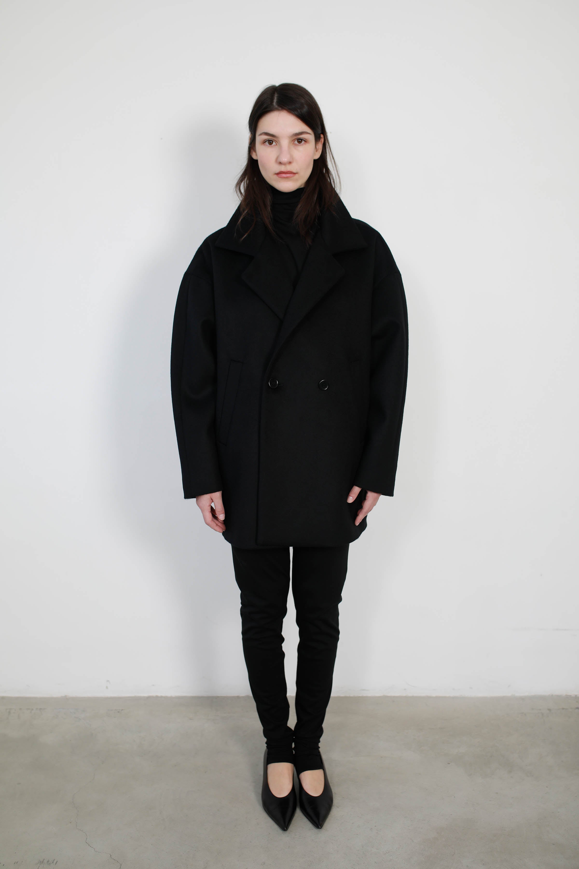 CHAQUETÓN AMPLIO LANA CASHMERE NEGRO