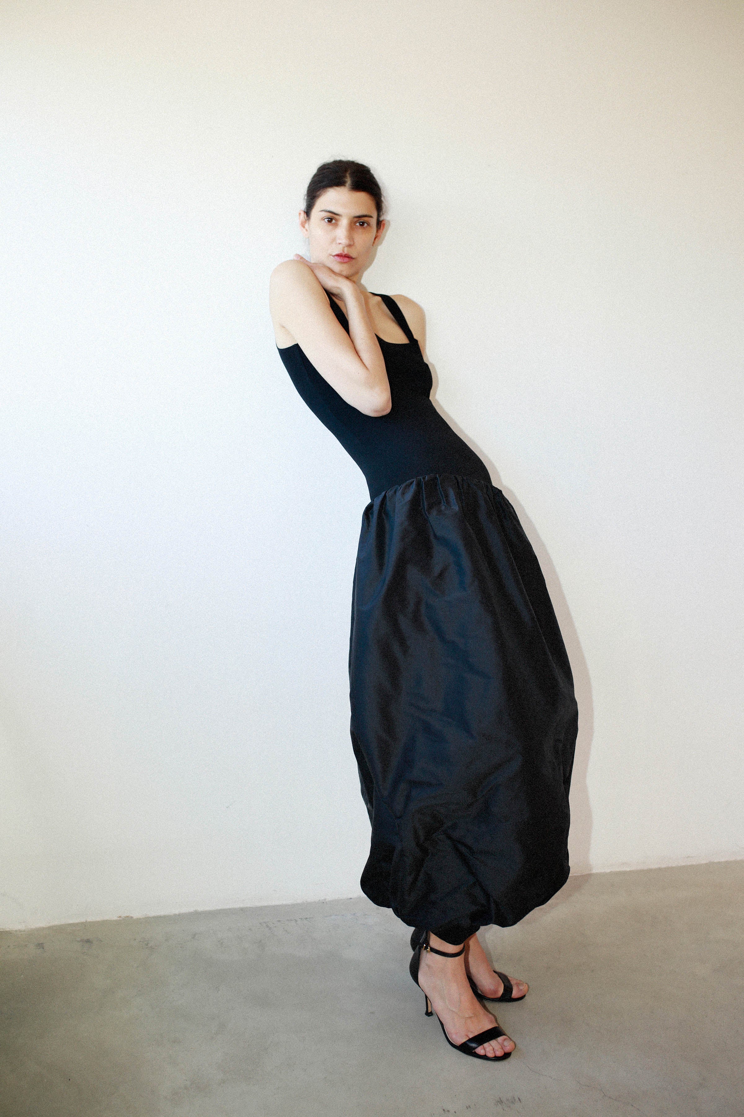 UNIQUE MODULAR PIECE in black silk