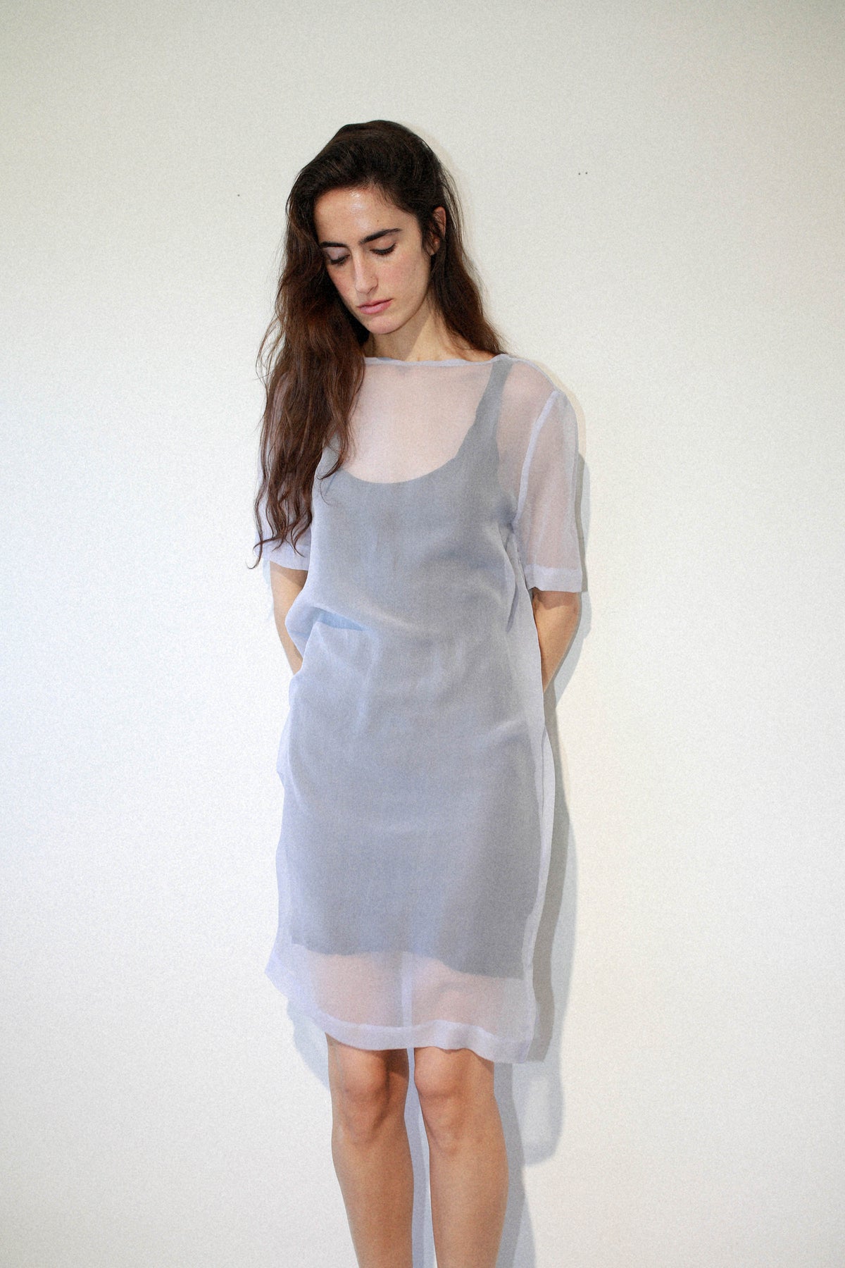 VOLUMETRIC DRESS IN BLACK GAZAR SILK 