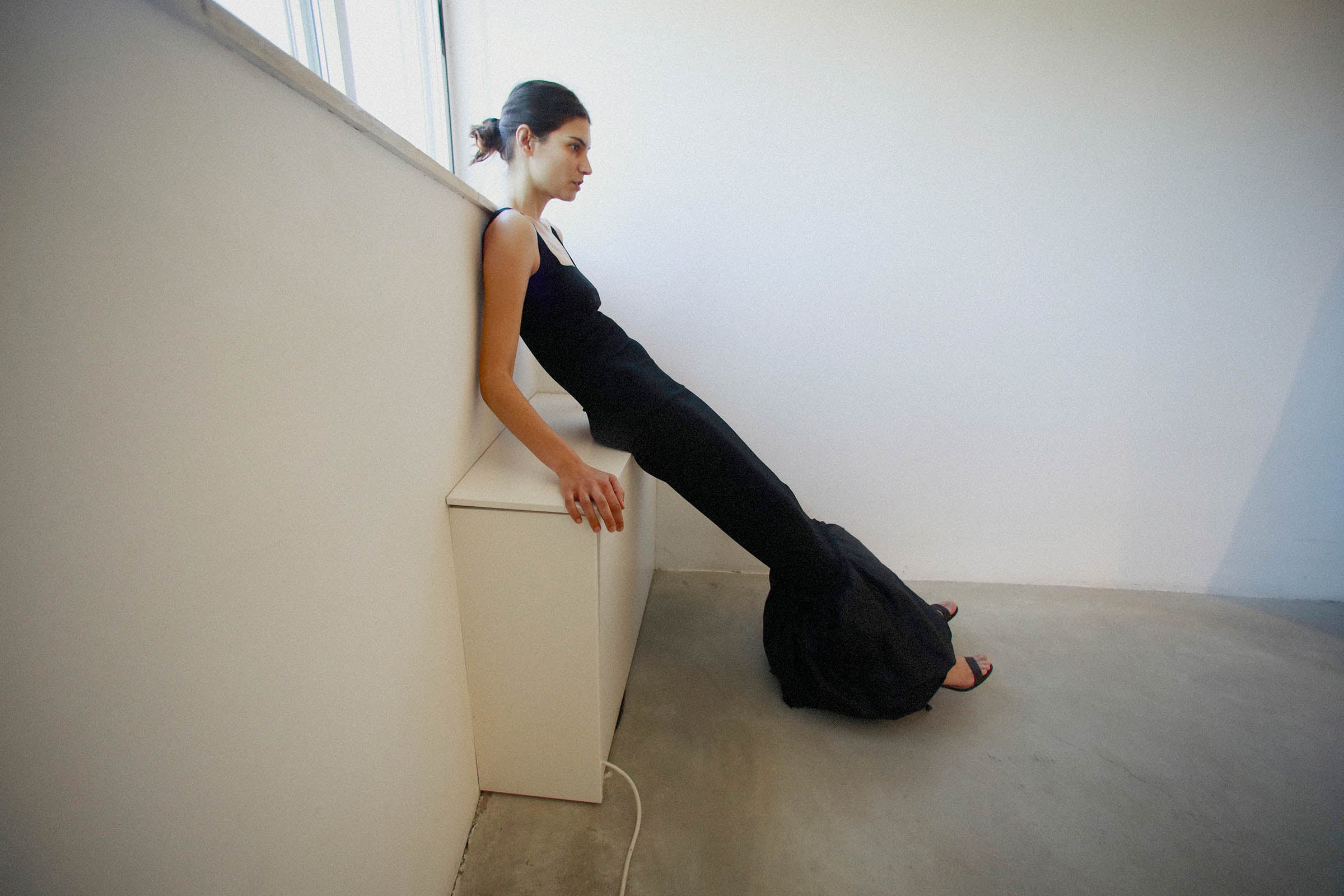 UNIQUE MODULAR PIECE in black silk