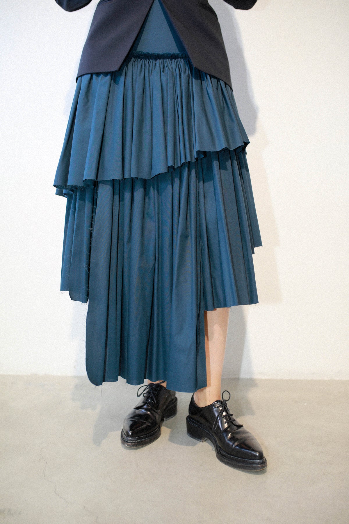 BRUSHSTROKE SKIRT WITH HANDKERCHIEF OVERLAY