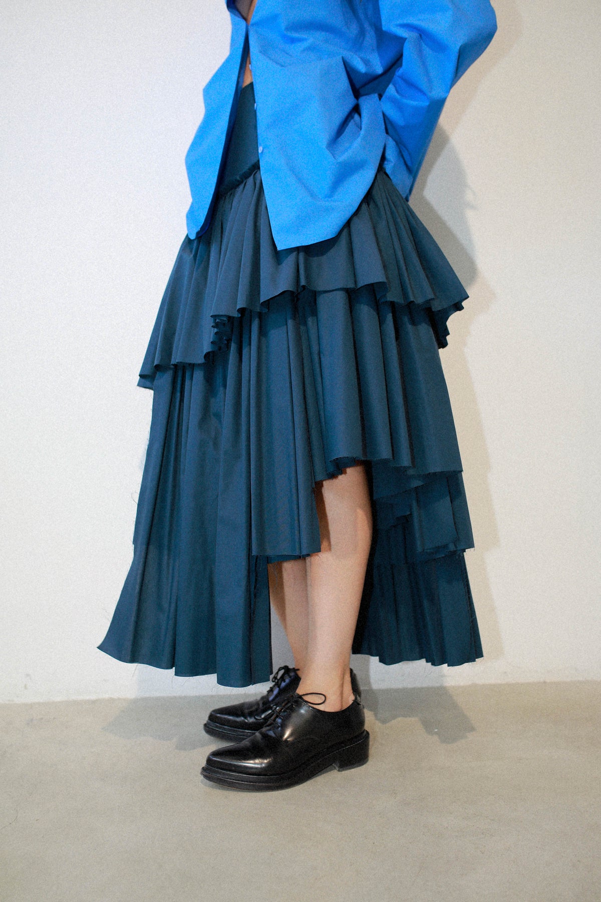 BRUSHSTROKE SKIRT WITH HANDKERCHIEF OVERLAY