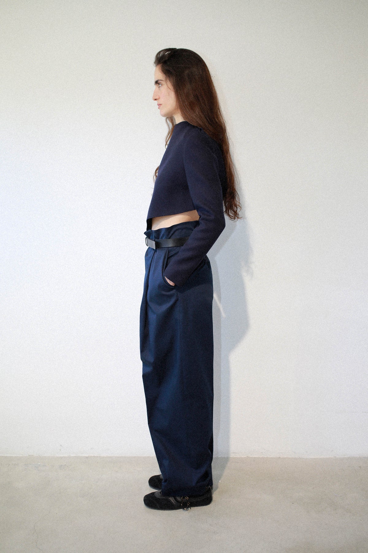 WIDE-LEG PLAID TROUSERS WITH HIGH WAIST FOR BELT