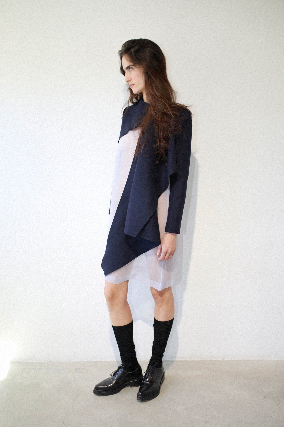 VOLUMETRIC DRESS IN BLACK GAZAR SILK 