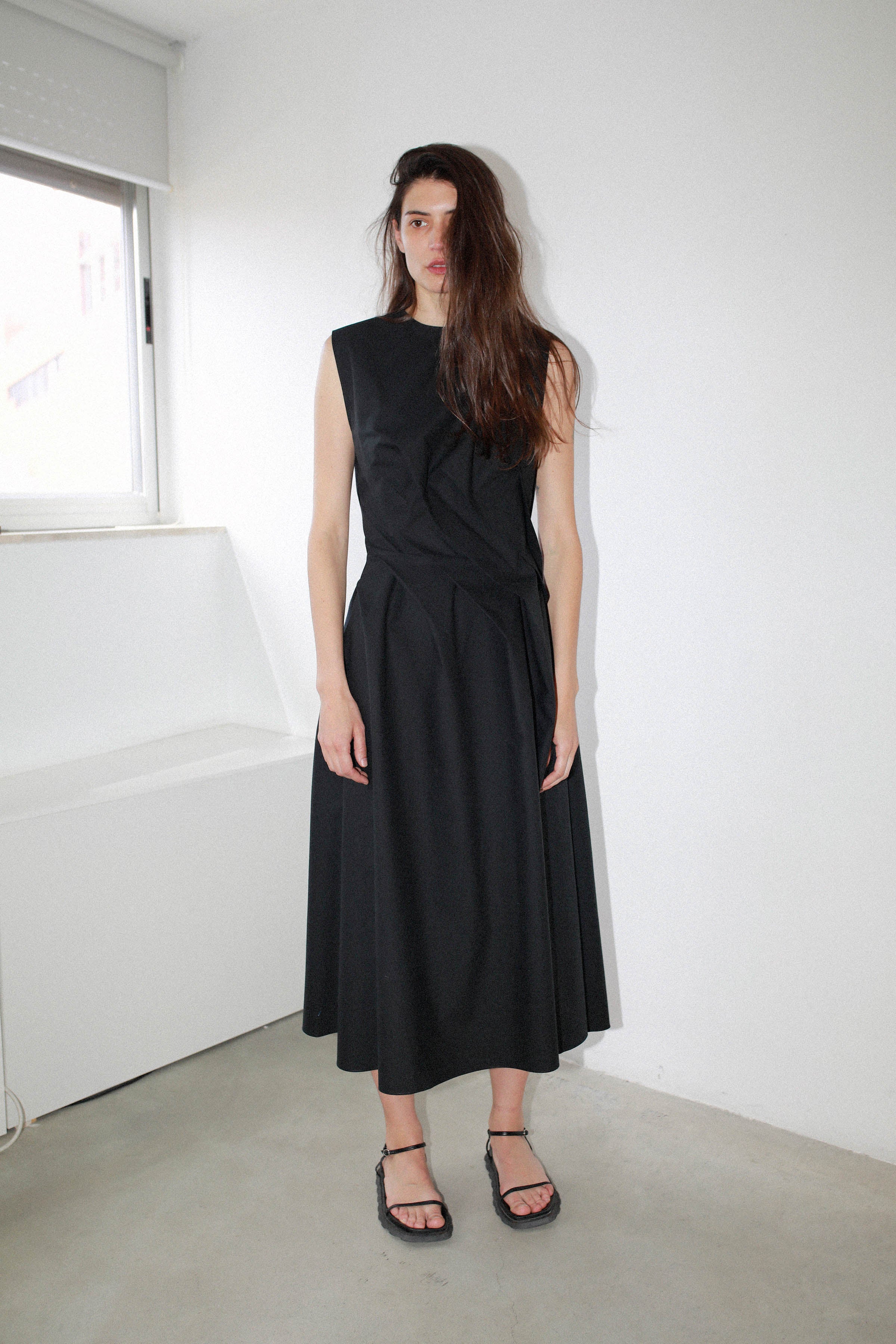 TWIST DRESS in black cotton