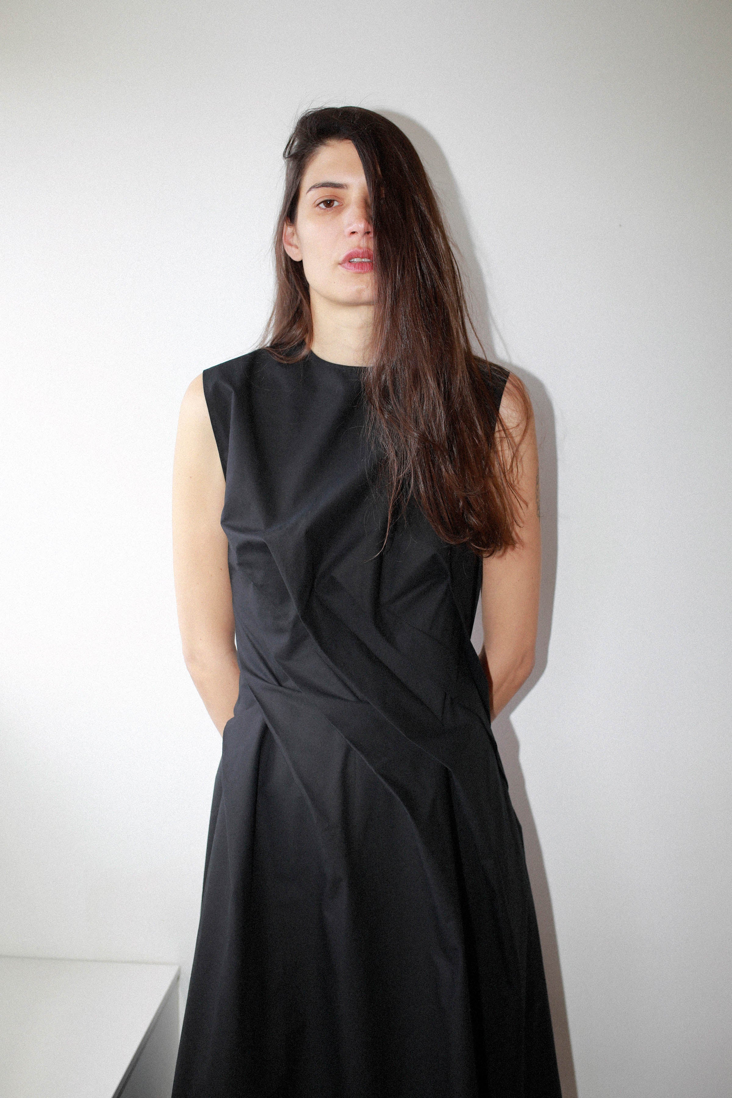 TWIST DRESS in black cotton