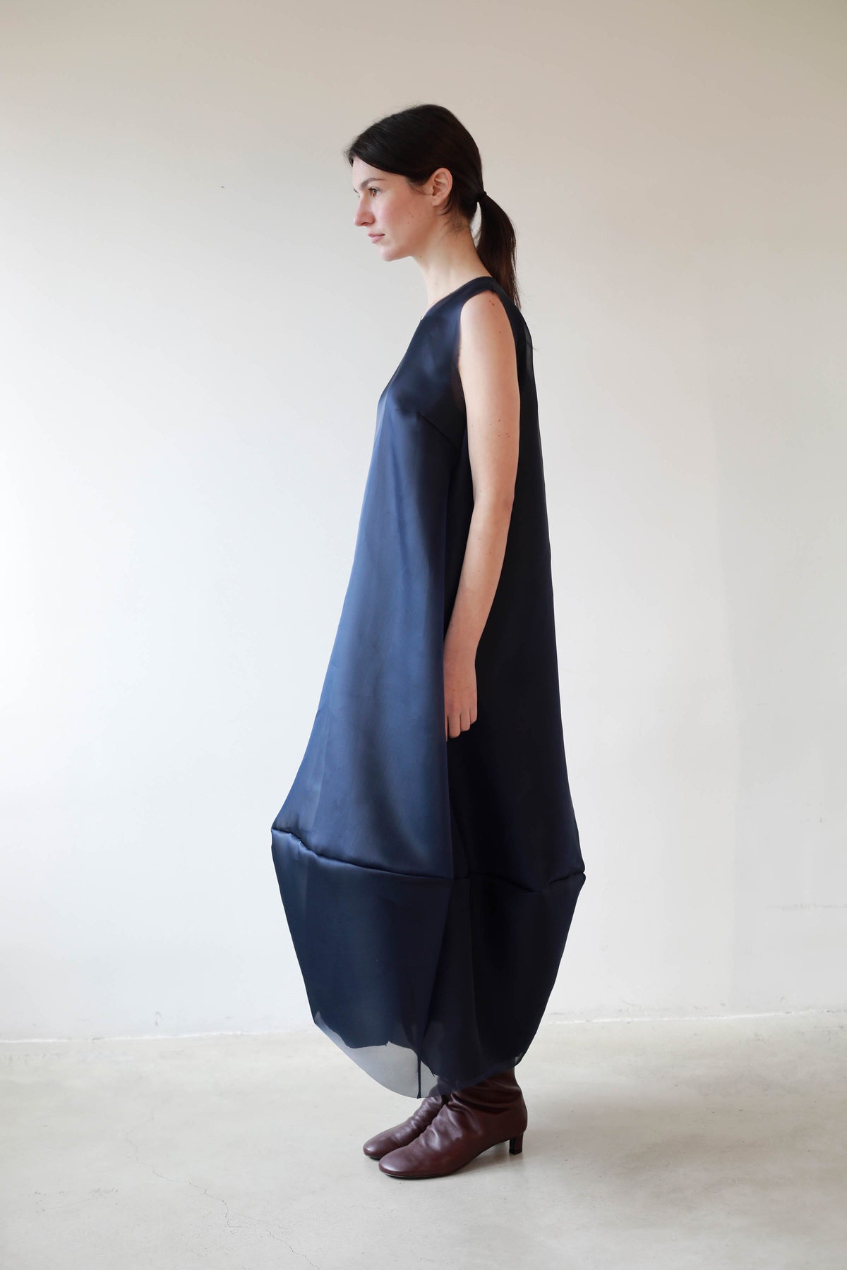 VESTIDO GLOBO ORGANZA SEDA NAVY