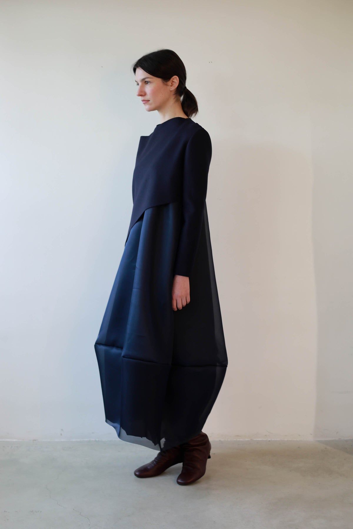 VESTIDO GLOBO ORGANZA SEDA NAVY