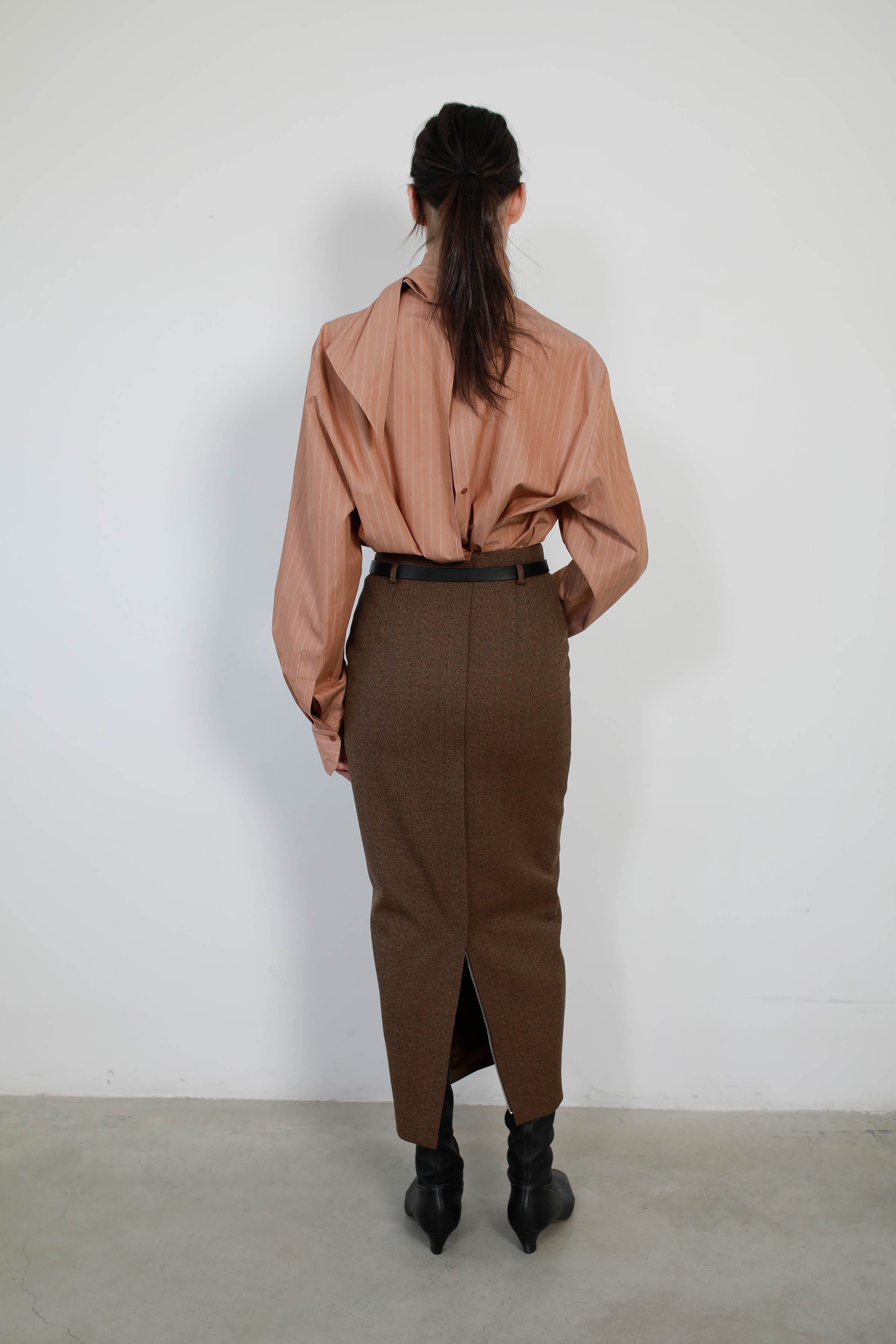 BLUSA VERSATIL CON LAZO ALGODÓN RAYAS NUT