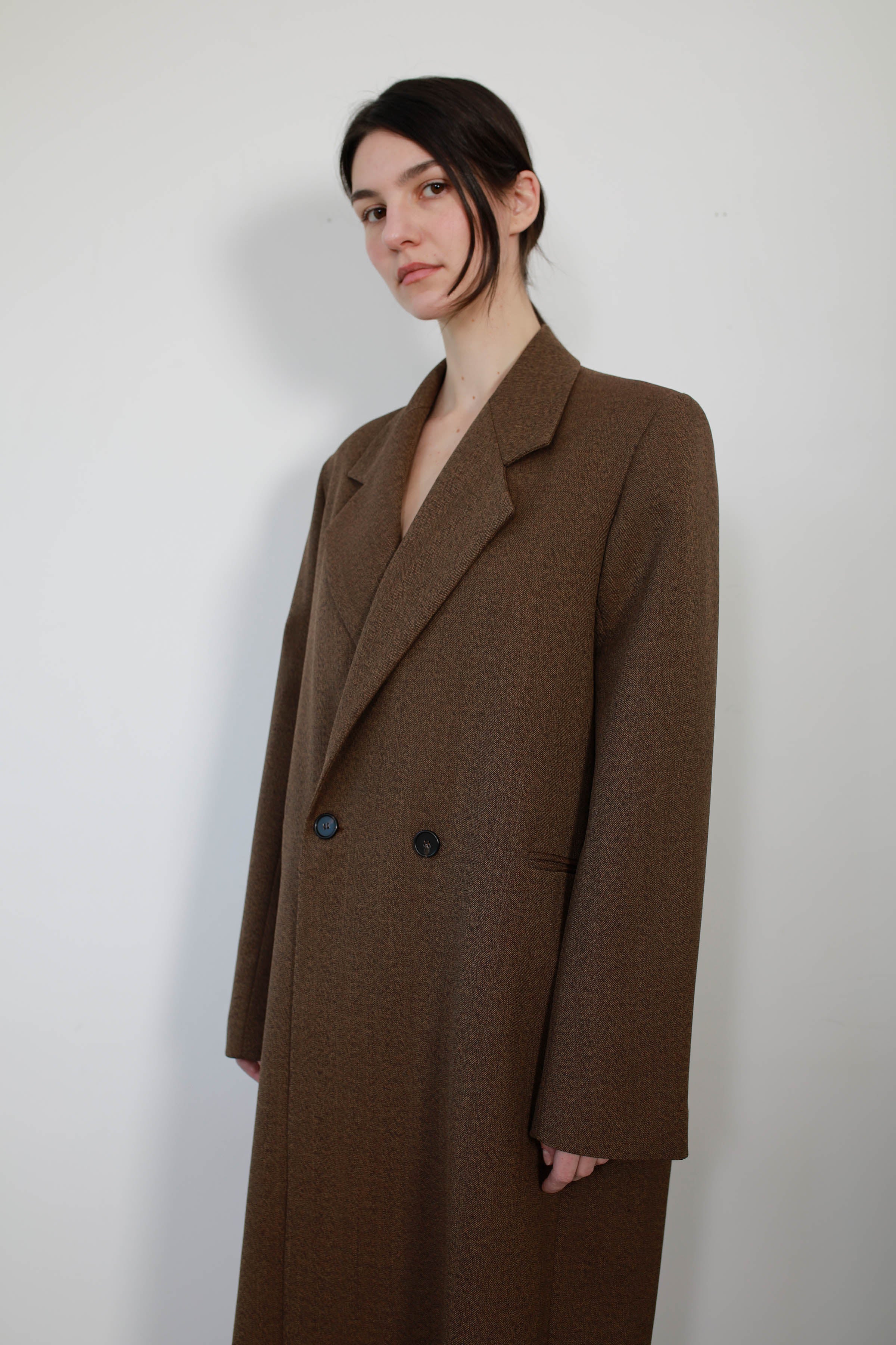 ABRIGO LARGO MASCULINO CON CINTURÓN BROWN