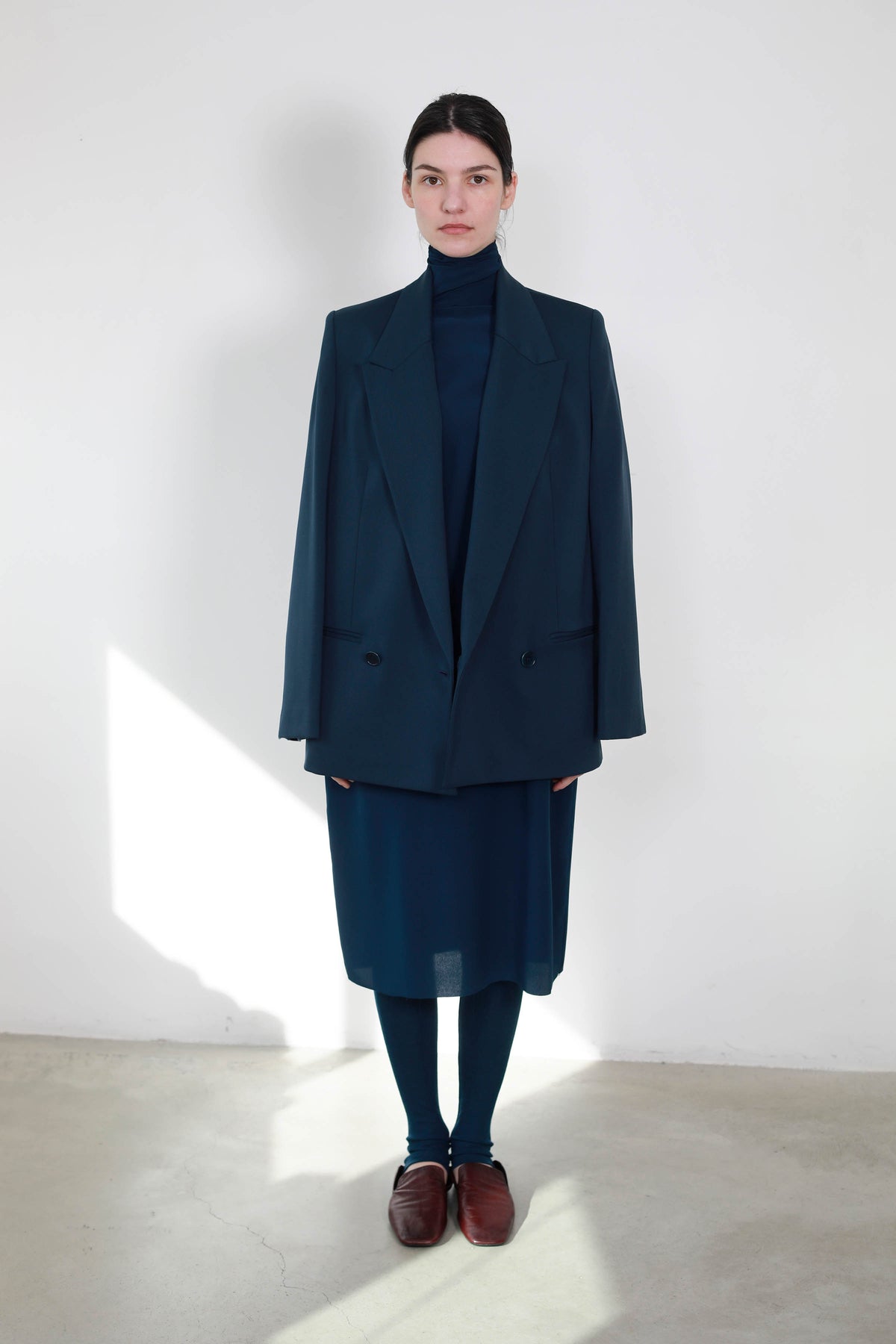CHAQUETA SASTRE RECTA CON DOBLE CRUCE NAVY