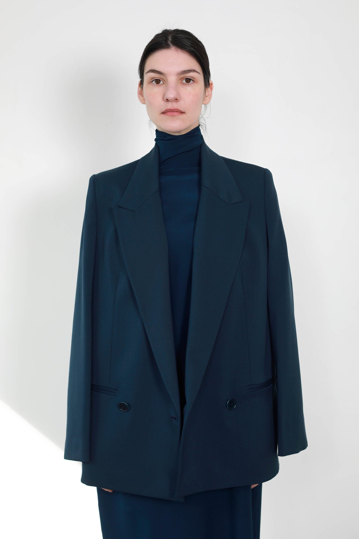 CHAQUETA SASTRE RECTA CON DOBLE CRUCE NAVY