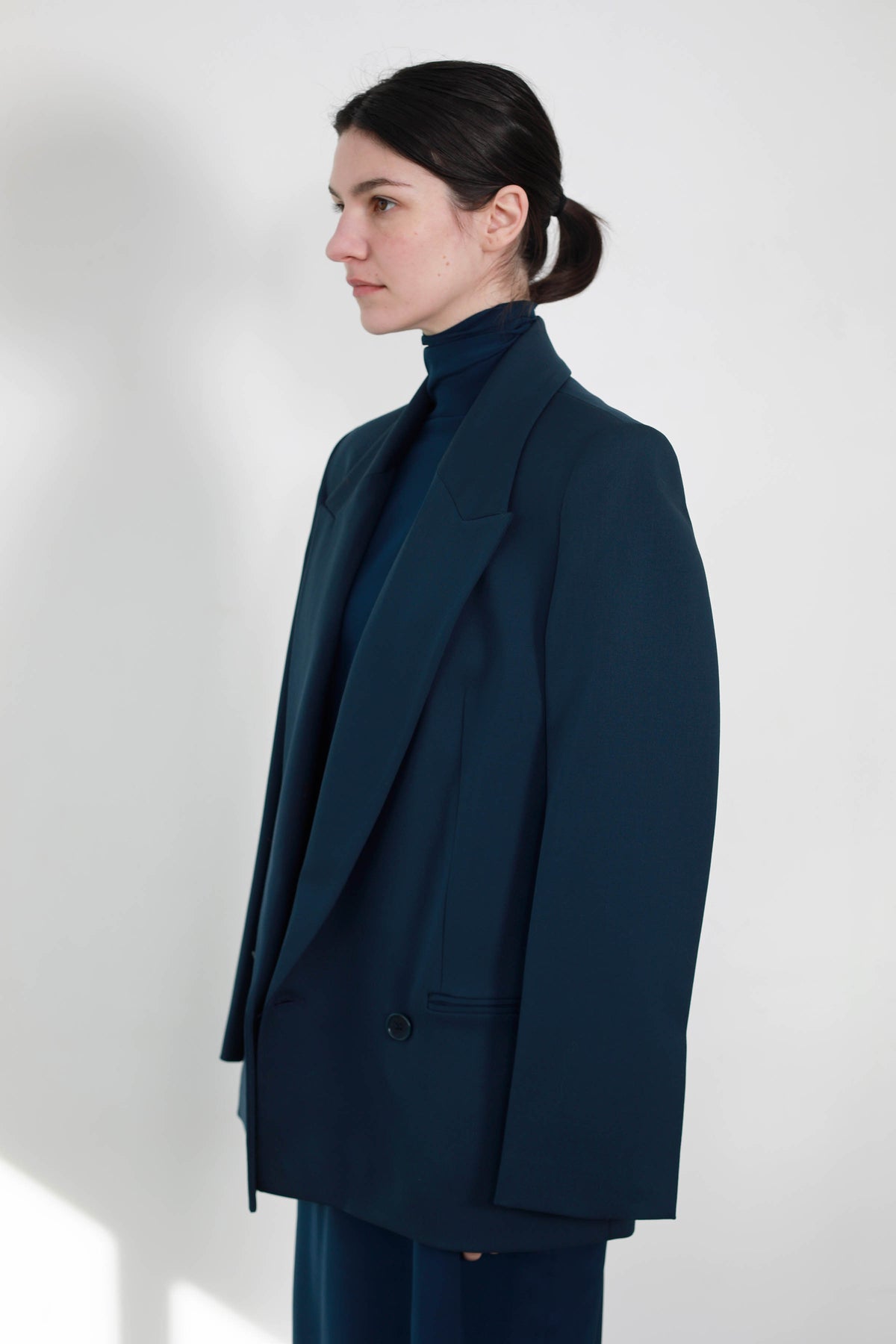 CHAQUETA SASTRE RECTA CON DOBLE CRUCE NAVY