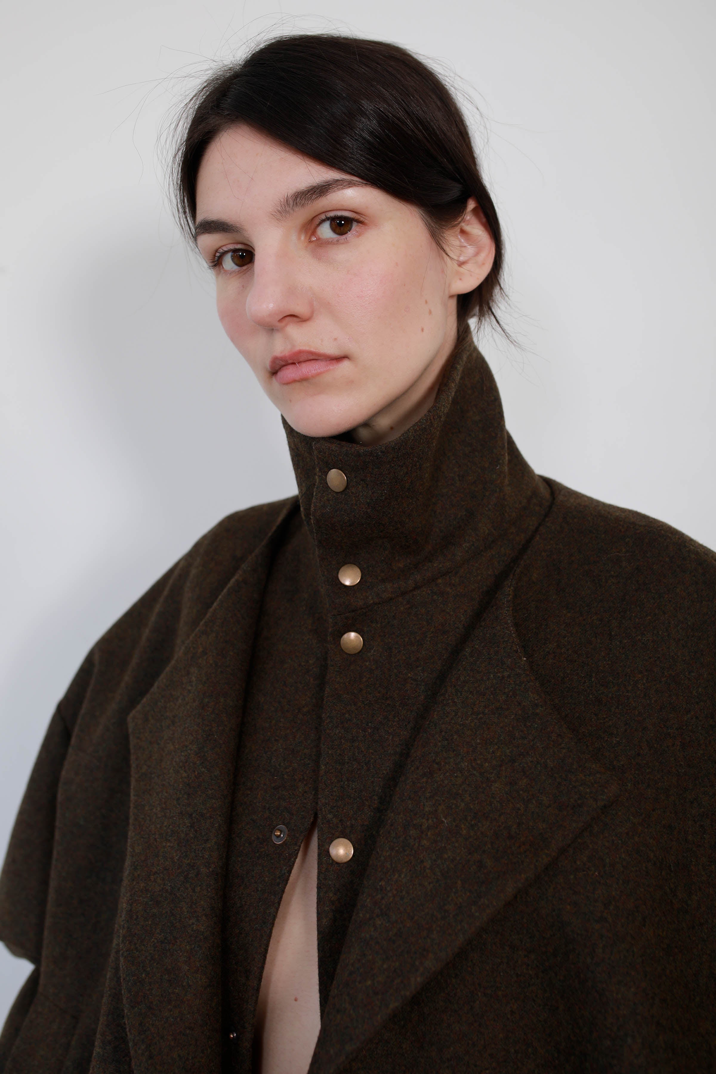 CAZADORA CON CUELLO DESMONTABLE LANA CAQUI