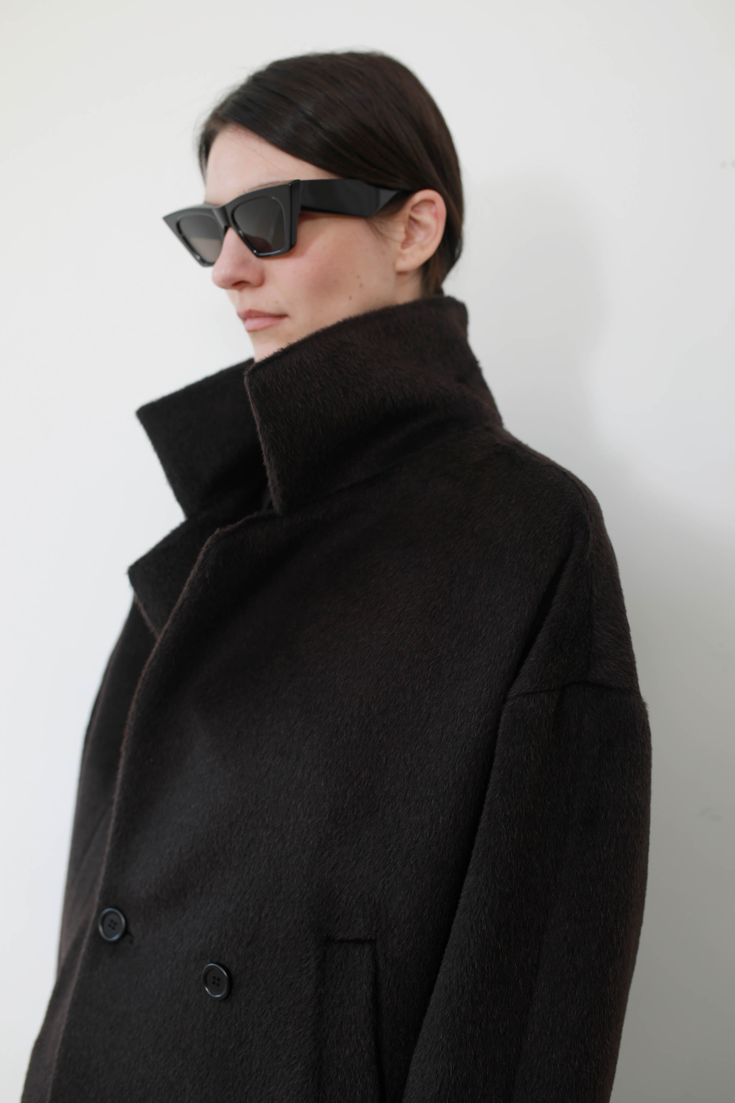 CHAQUETÓN AMPLIO BABY ALPACA DARK BROWN