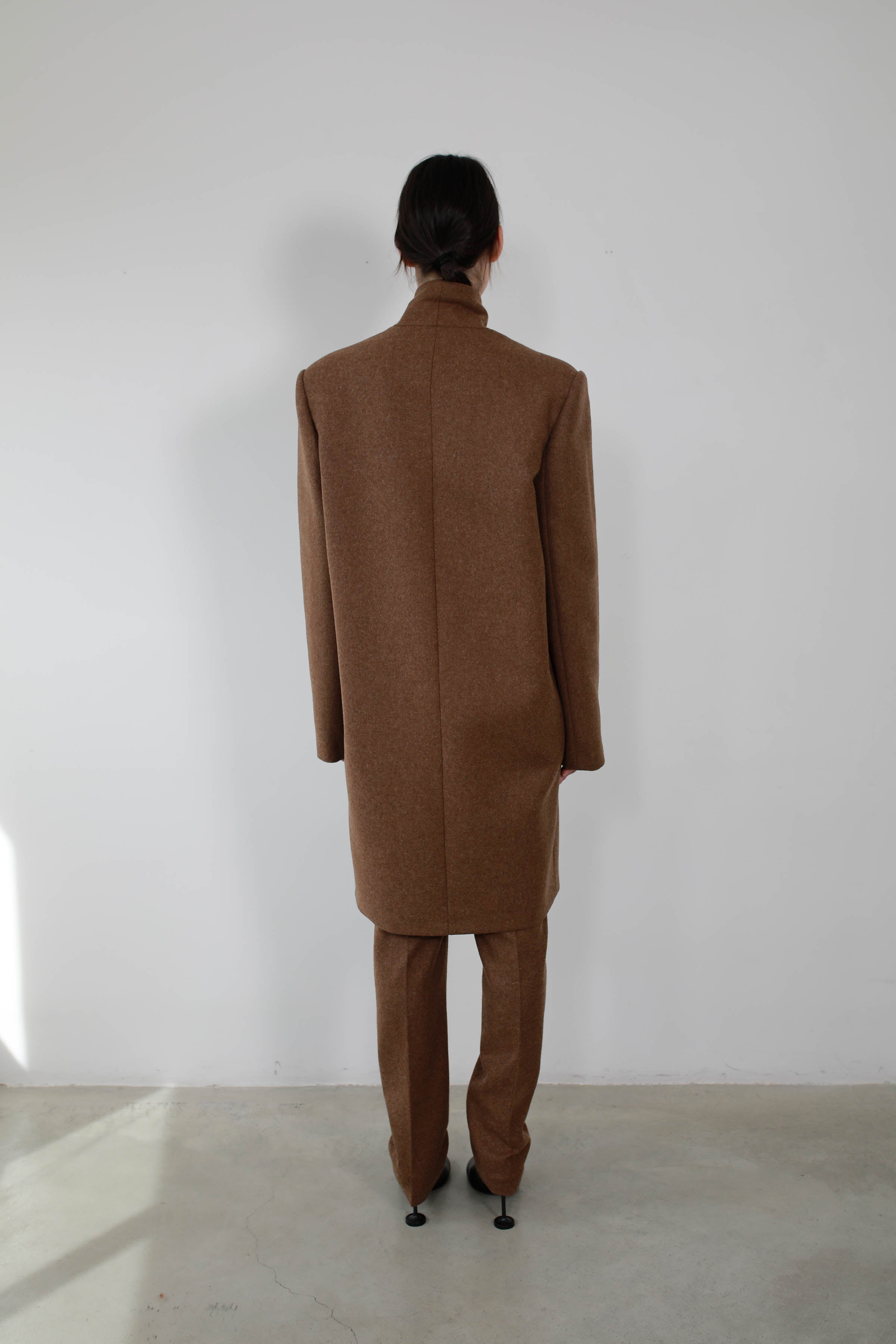 ABRIGO CORTO CRUZADO EN LANA MELANGE