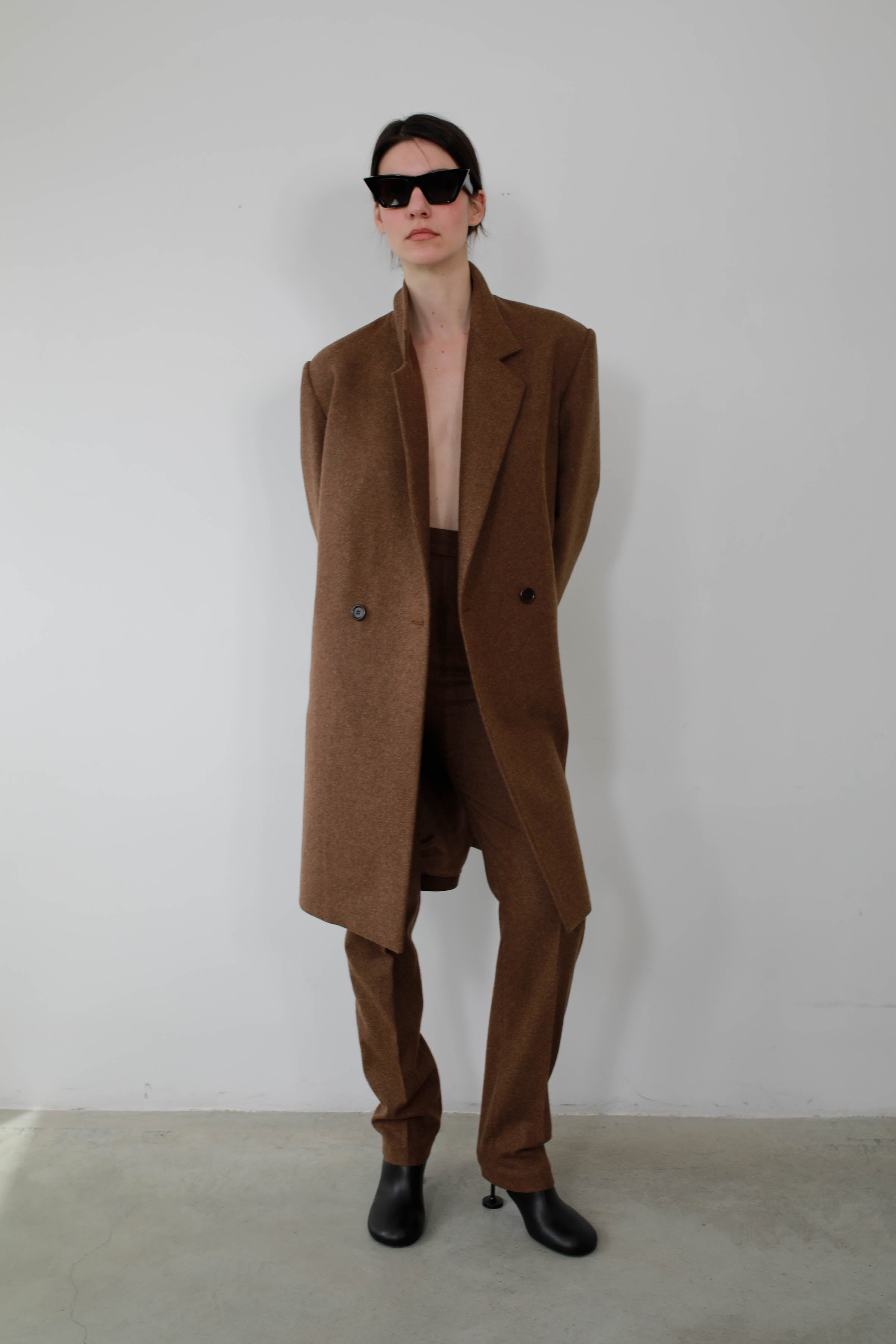 ABRIGO CORTO CRUZADO EN LANA MELANGE