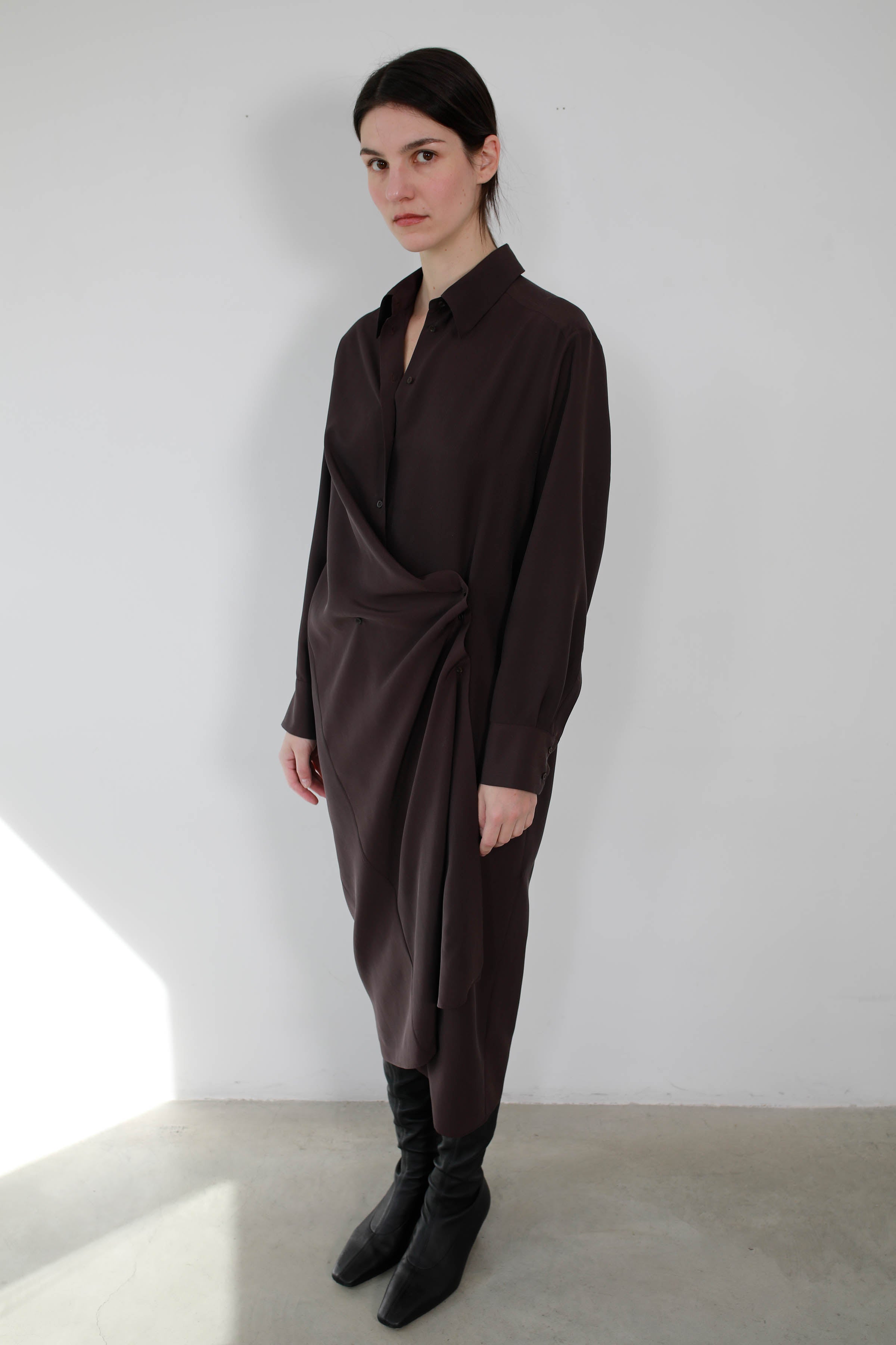 VESTIDO SEDA RECOGIDO LATERAL