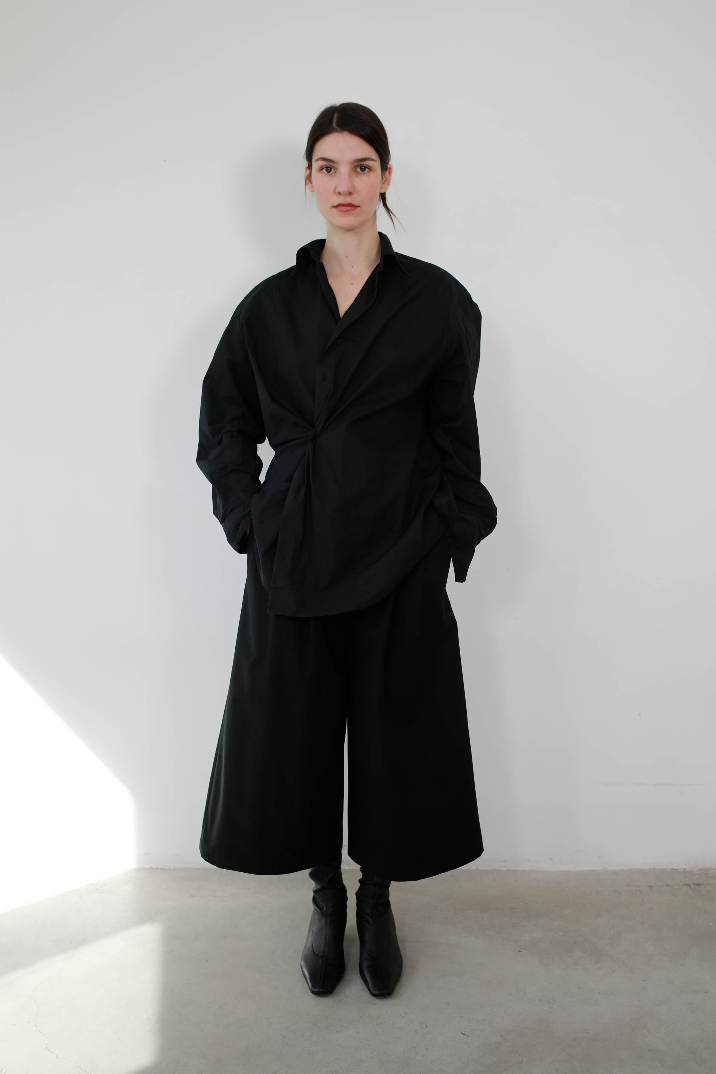 BLACK COTTON SKIRT PANTS