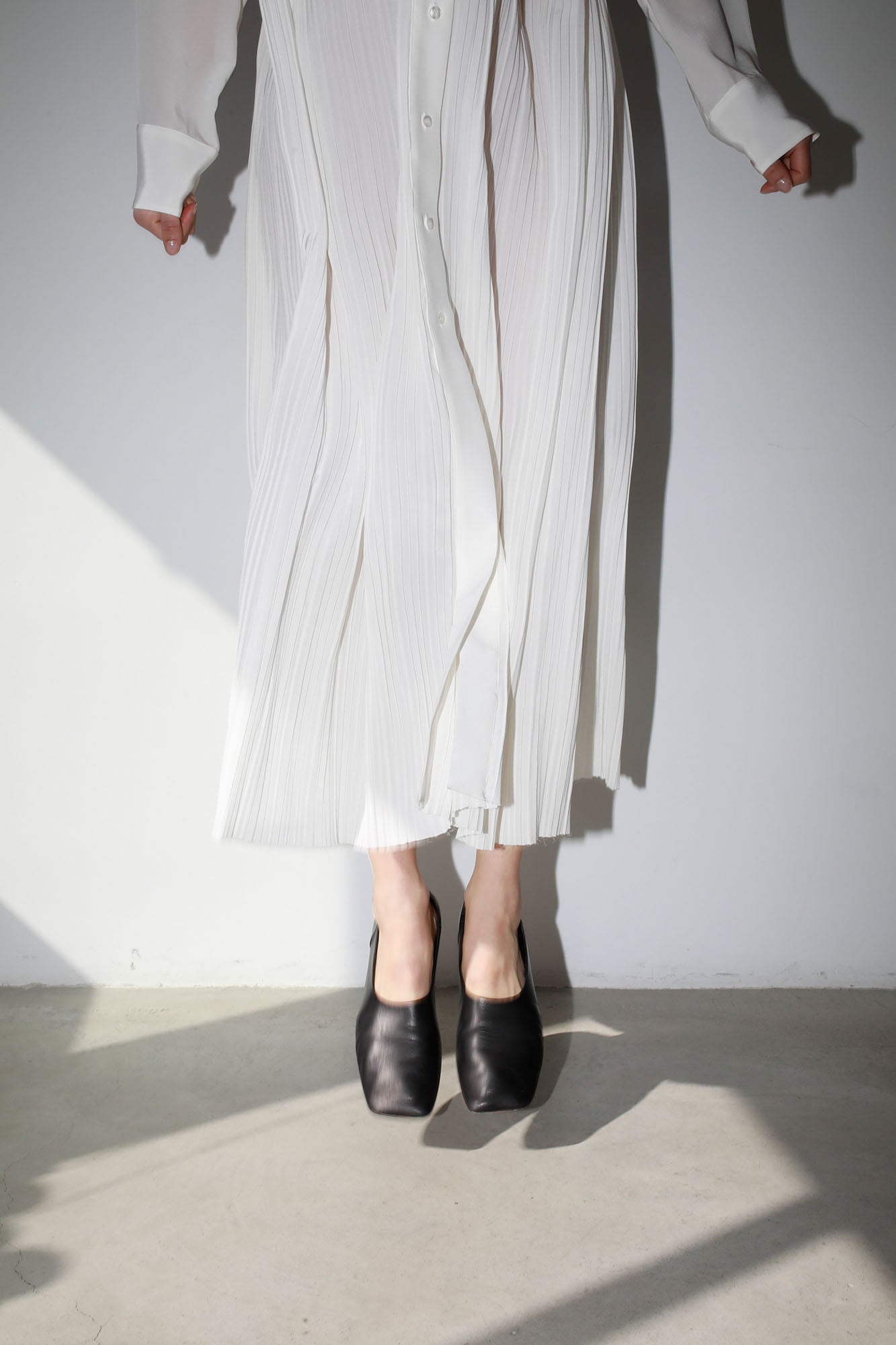 PLEATED SILK SHIRT DRESS