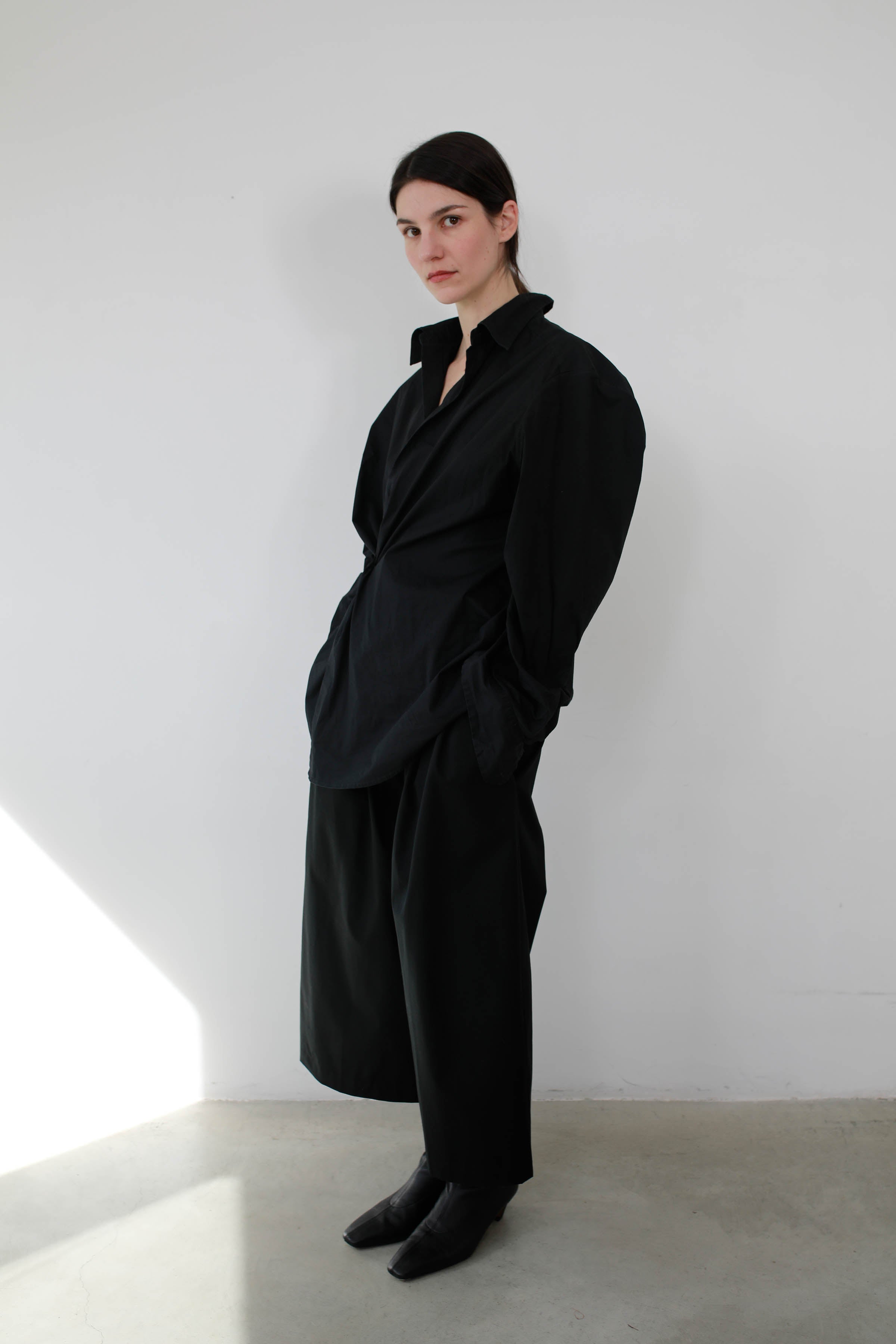 BLACK COTTON SKIRT PANTS