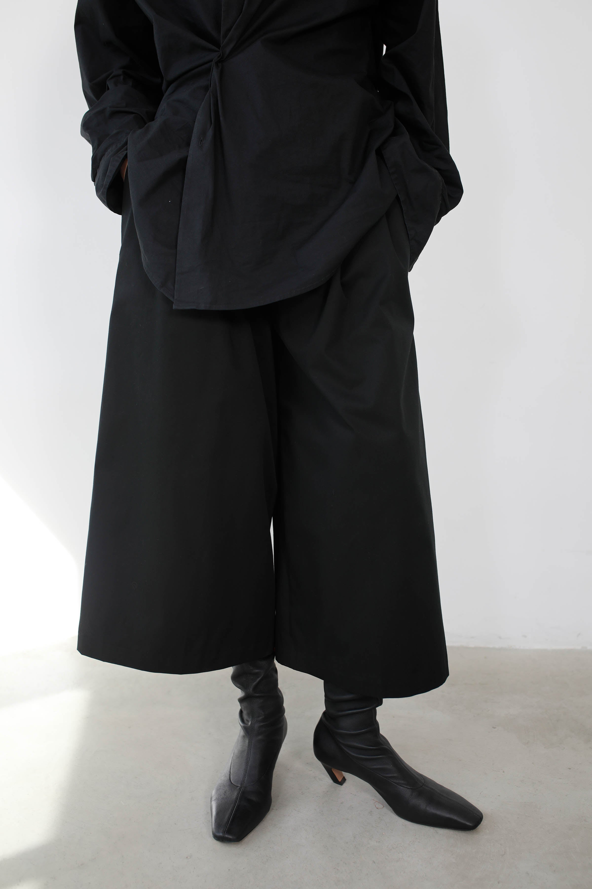 BLACK COTTON SKIRT PANTS